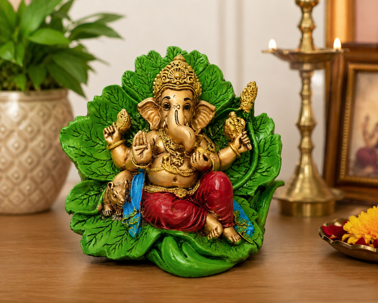 Image of DIYAAN ENT Ganesh Ji Idol for Home Temple Ganpati Murti Statue Housewarming Gift Decorative Showpiece - 10.5 cm