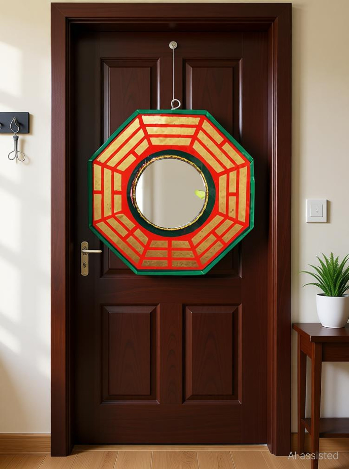 Image of Shubhanjali Bagua Mirror for Vastu Feng Shui Convex Bagua Mirror Positive Energy, Protection Wall Door Hanging for Home and Office (Multicolor, 6.5 inch) Decorative Showpiece - 16 cm