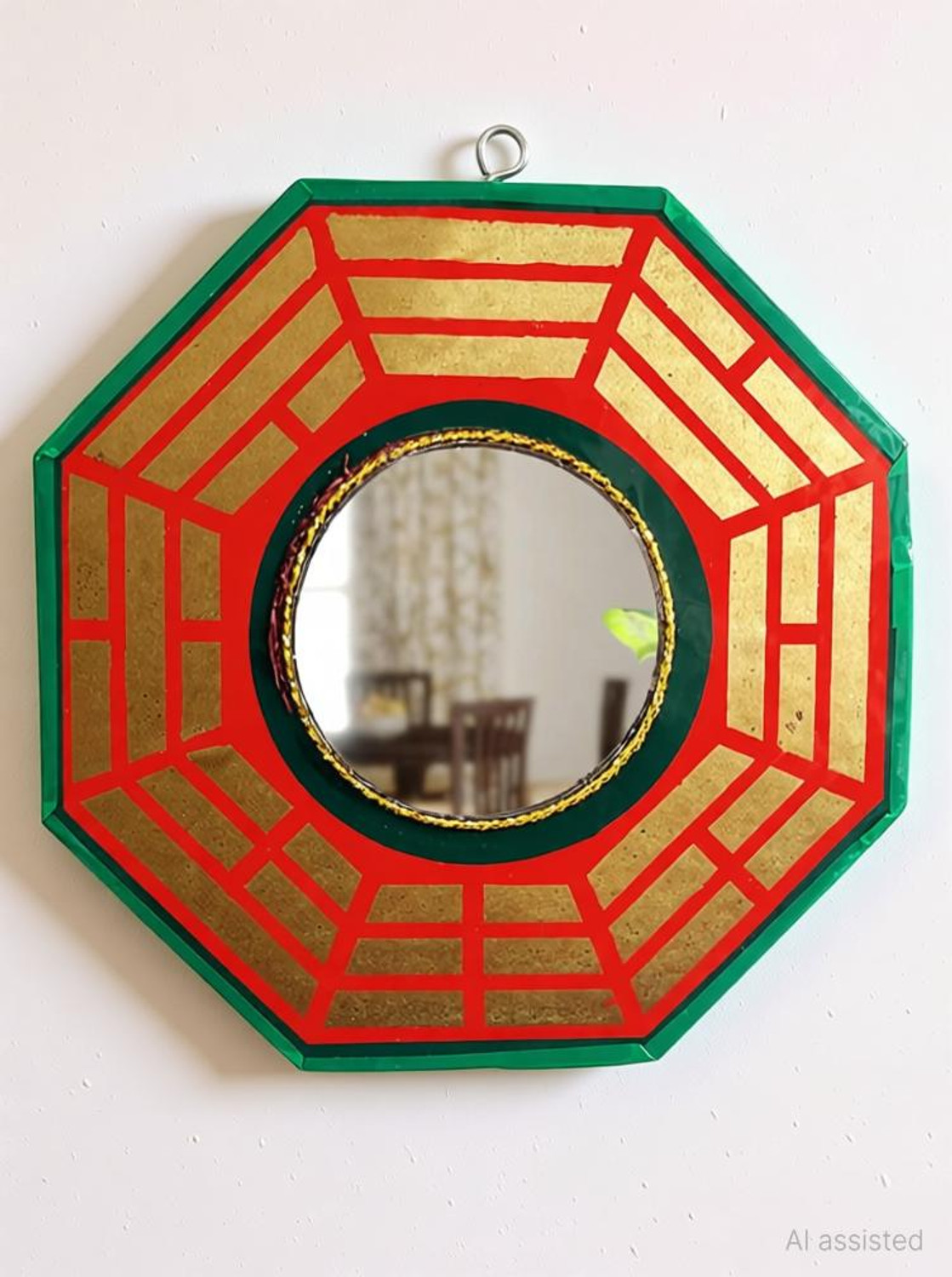 Image of Shubhanjali Bagua Mirror for Vastu Feng Shui Convex Bagua Mirror Positive Energy, Protection Wall Door Hanging for Home and Office (Multicolor, 6.5 inch) Decorative Showpiece - 16 cm