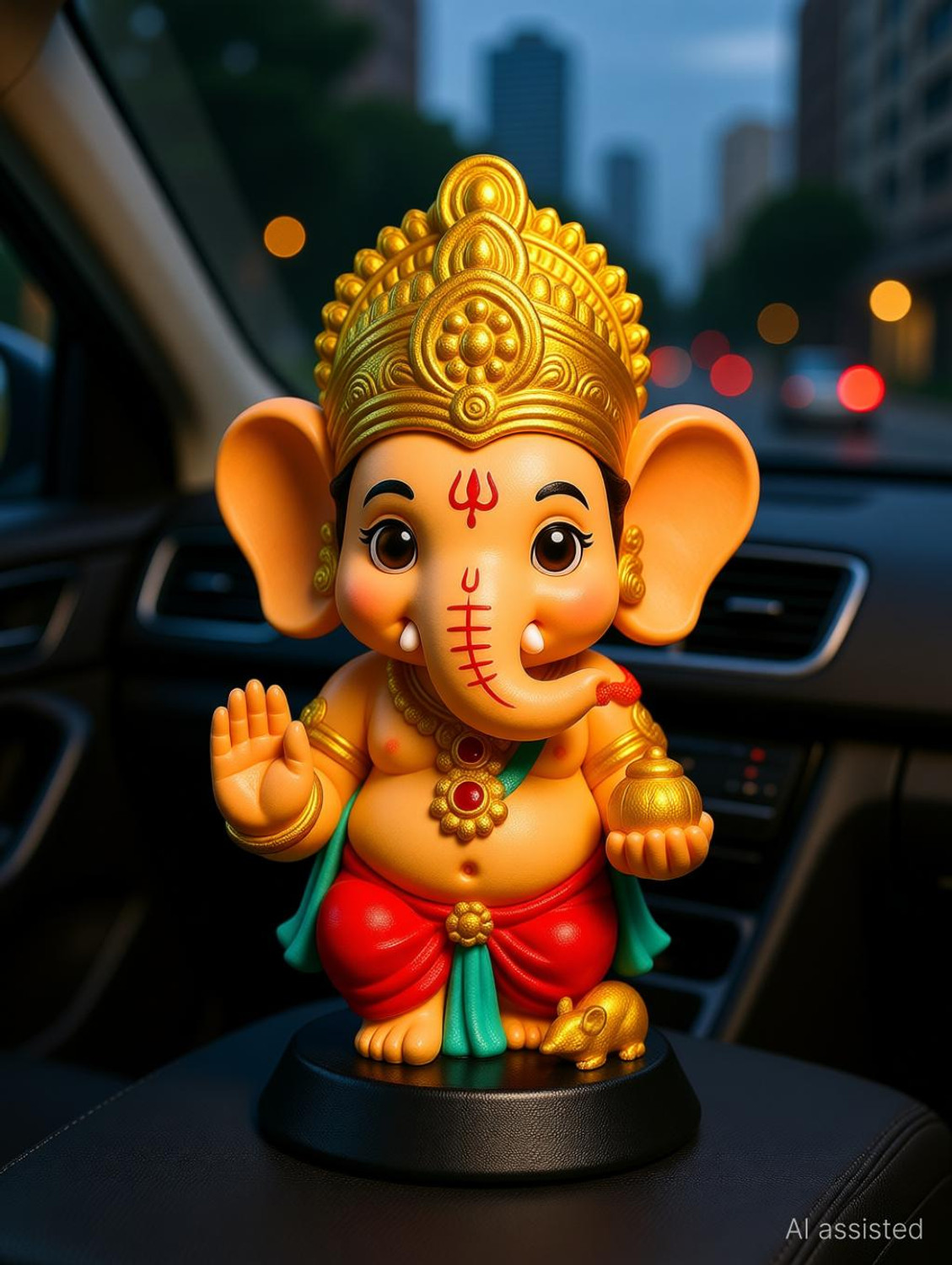 Image of ganesh idol Mkecom Ganesha God Idol for Car Dashboard | Ganpati Bappa Murti Decorative Showpiece - 10 cm