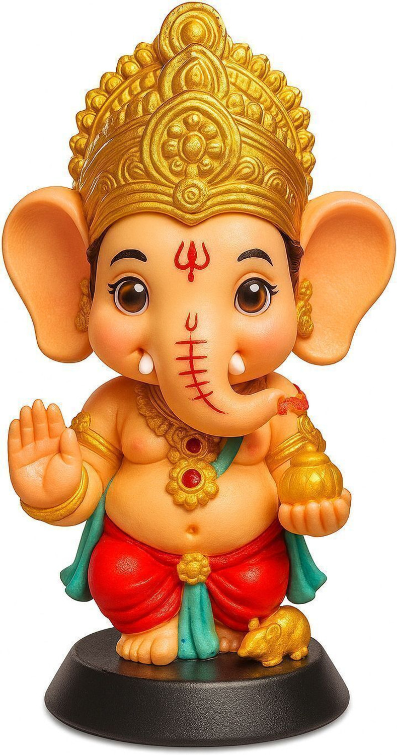 Image of ganesh idol Mkecom Ganesha God Idol for Car Dashboard | Ganpati Bappa Murti Decorative Showpiece - 10 cm