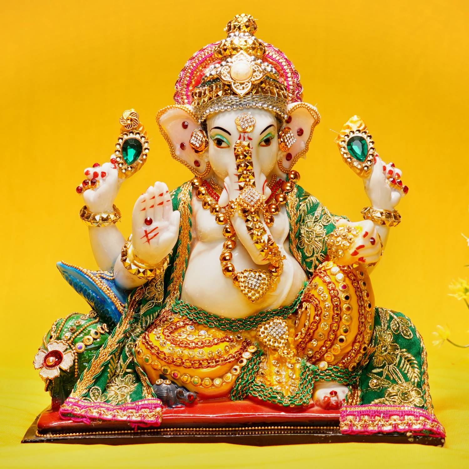 Yuvaansh Chowki Ganesh Decorative Showpiece - 26 cm - Image 3