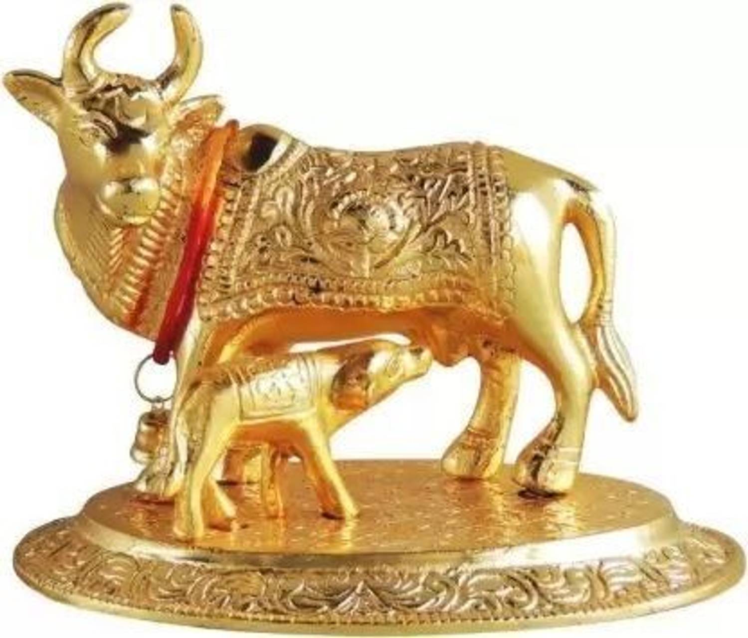 BHM Collection GOLD ELEGANT COW AND CALF SHOW PIECES Decorative Showpiece - 14.5 cm