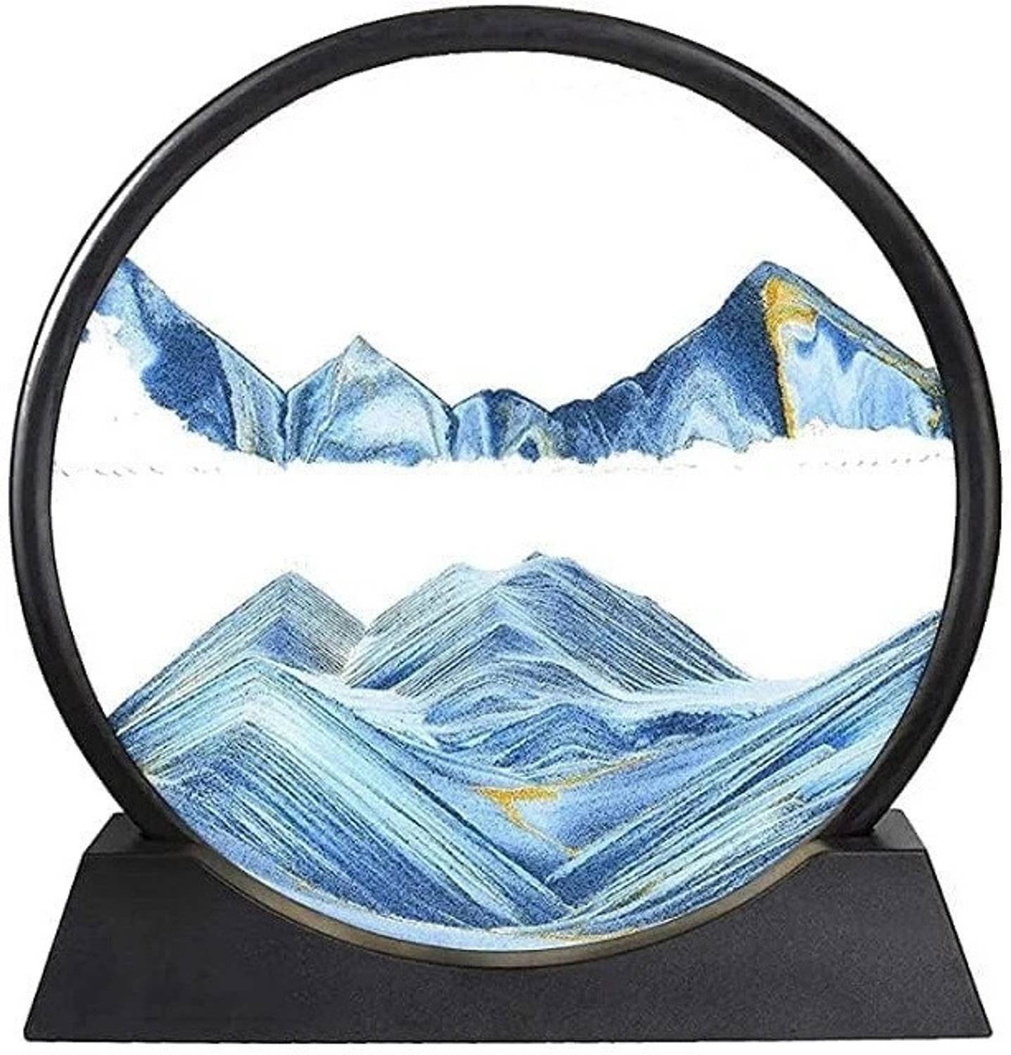 AweStuffs 360 Rotating Moving Sand Art Glass Frame for Home & Office Table Decor Showpiece Decorative Showpiece - 20 cm