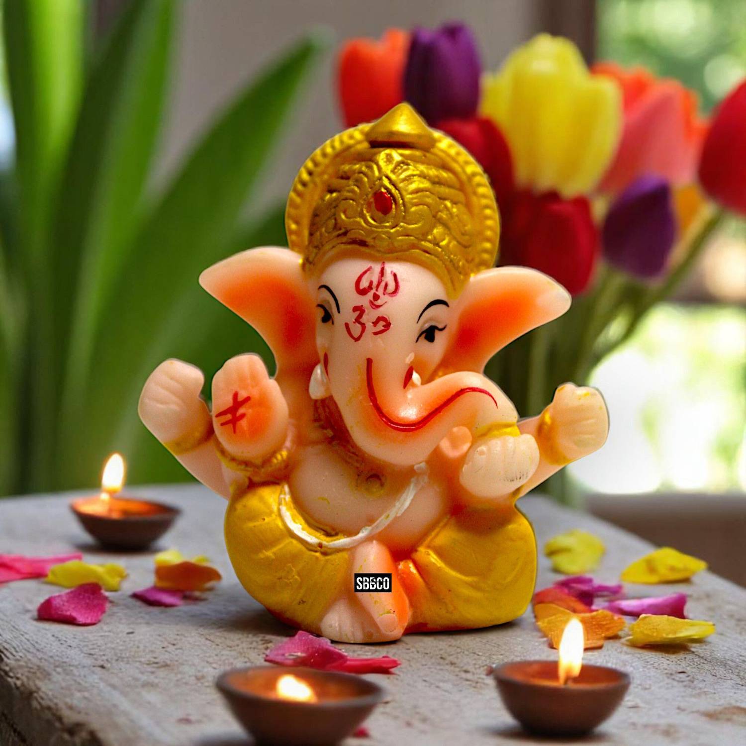 PUCHCHI Divine Magnet Ganesha Ganesha Idol for Home Temple and Office Decor Decorative Showpiece - 9.89 cm