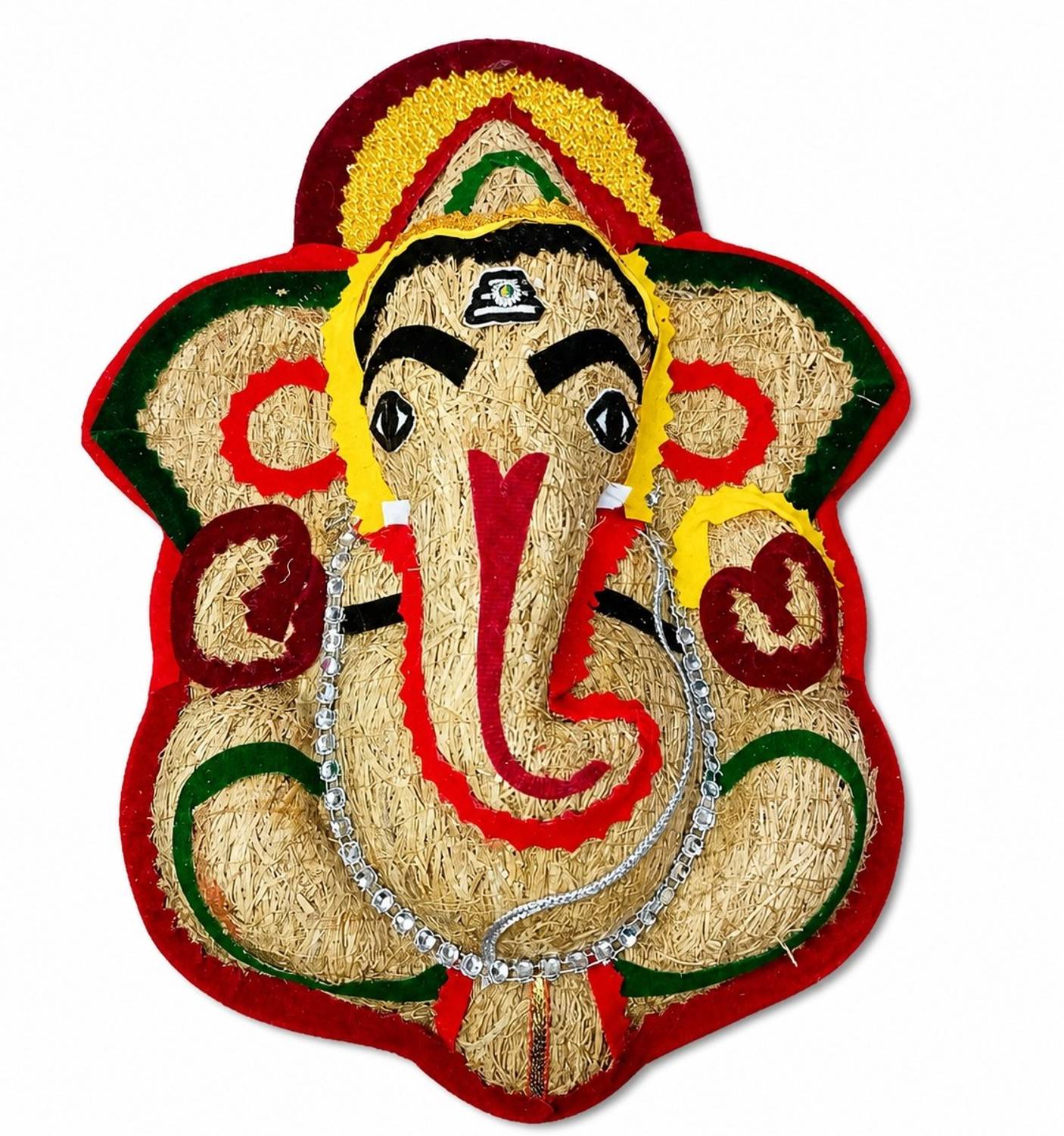 SRK ONLINE RETAILER Vettiver Ganesha Wall Decor | Handmade Vetiver Vinayagar Idol Decorative Showpiece - 23 cm