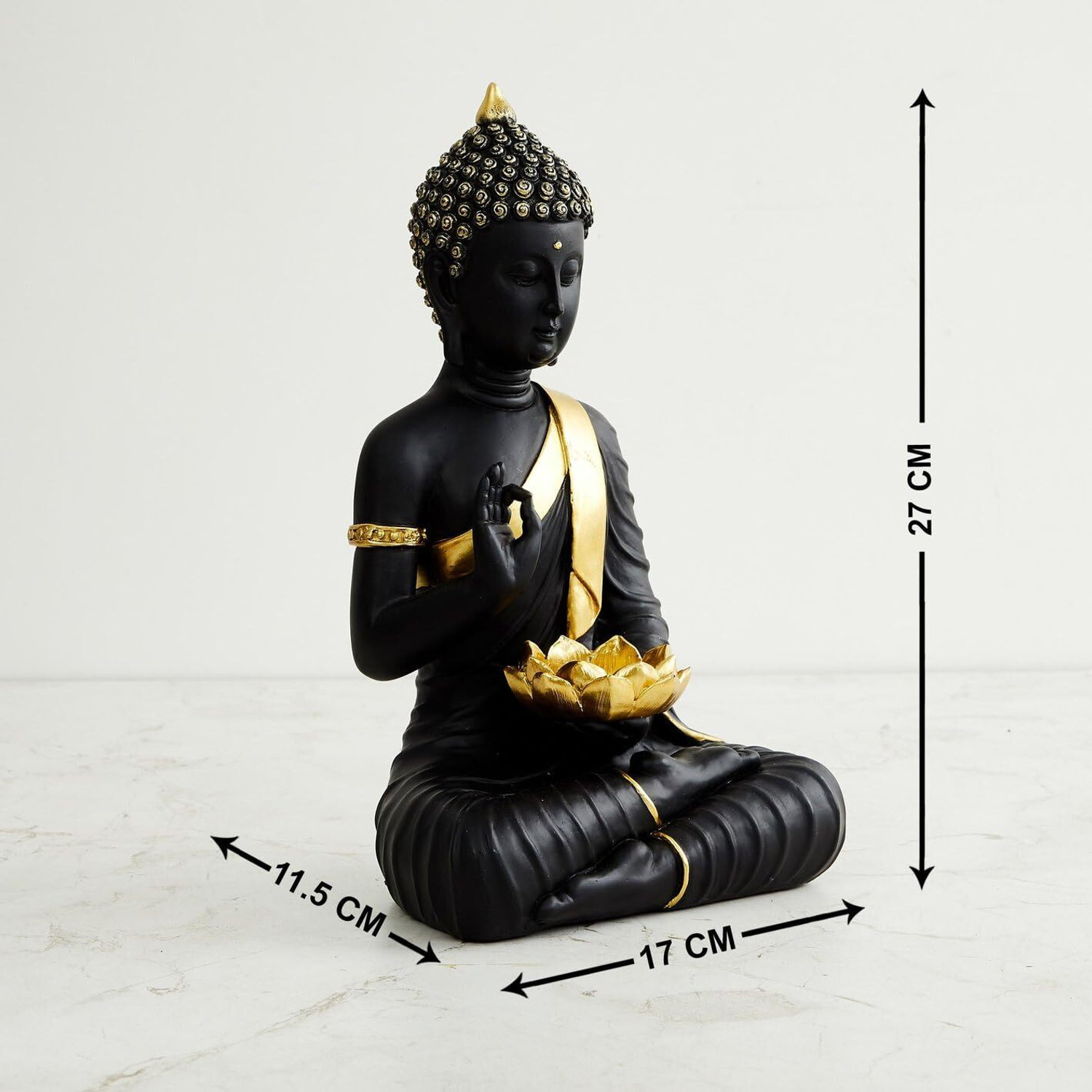 Image of Mishtukocrafts Meditating Sitting Buddha Statue showpiece Idol Home Decor Living Room Gifts Decorative Showpiece - 27 cm