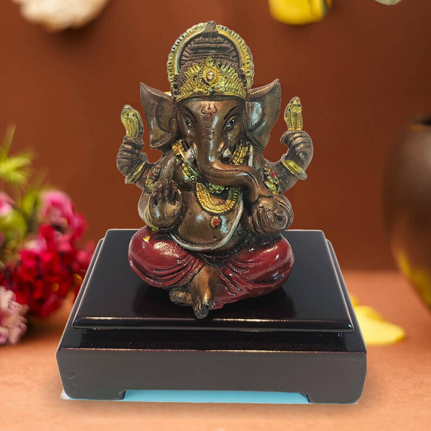 Dharohar The heritage Ganesha Idol for Car Dashboard Ganpati Figurine for Home Decor Decorative Showpiece - 13 cm