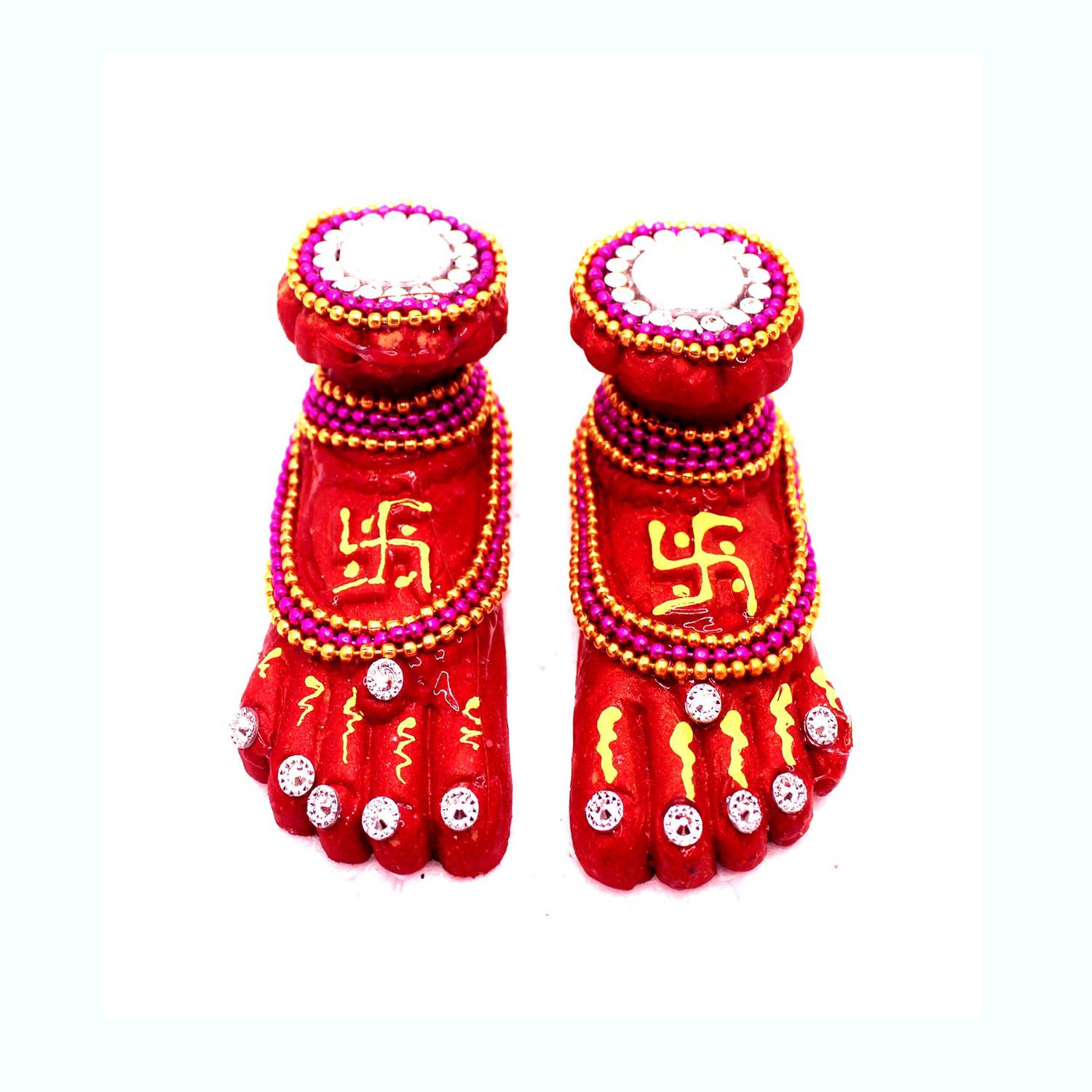 Bossify Premium Beautifully Handcrafted Pair of Clay Laxmi Charan Paduka | Terracotta Charan Paduka | Diwali Pooja Items Decorative Showpiece - 4 cm
