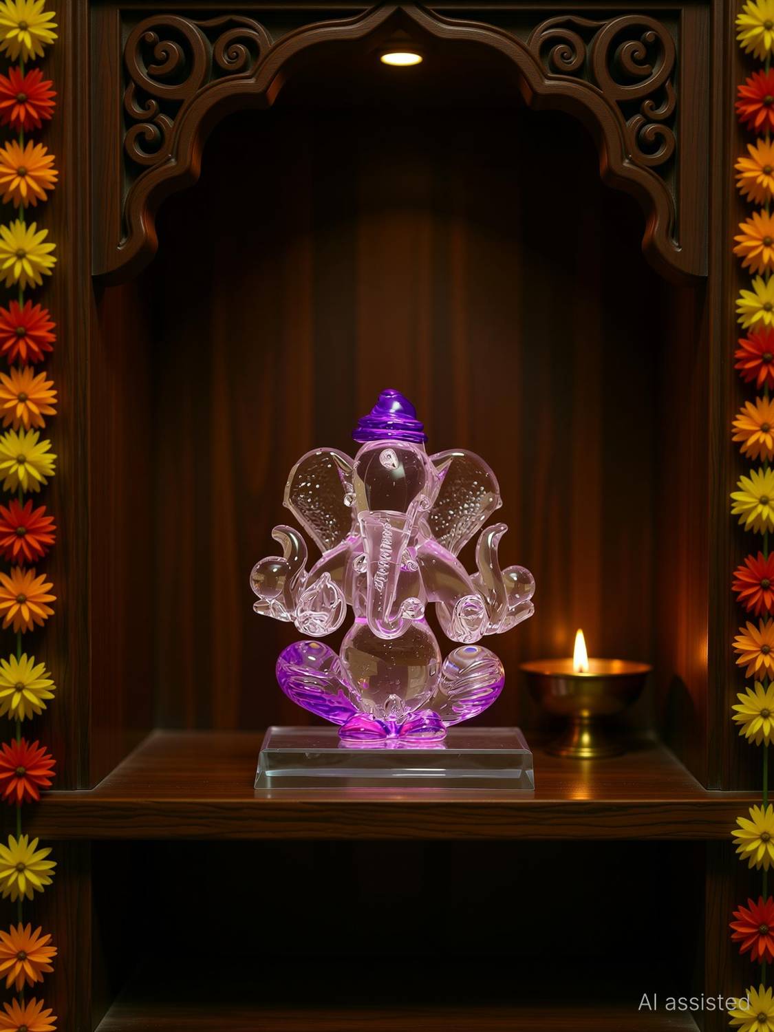 craftradhika Crystal ganesha Statue for car dashboard I Ganesh idol I Ganesha statue I Home Decor I Gifts for House warming I Decorative Showpiece - 7 cm