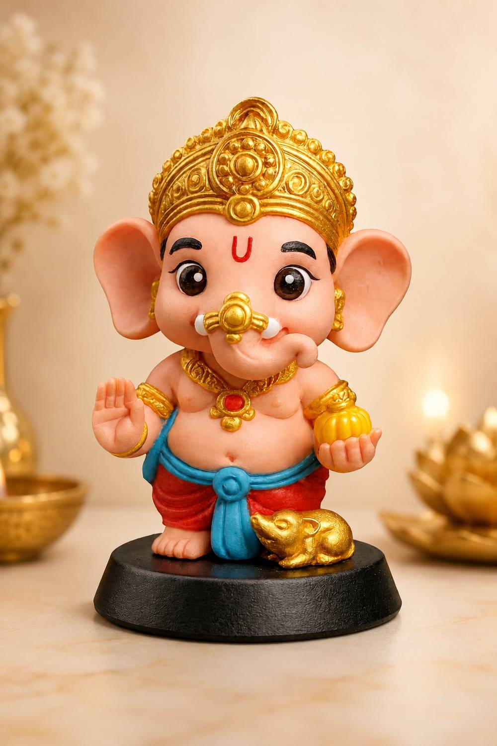 ganesh idol Mkecom Ganesha God Idol for Car Dashboard | Ganpati Bappa Murti Decorative Showpiece - 10 cm
