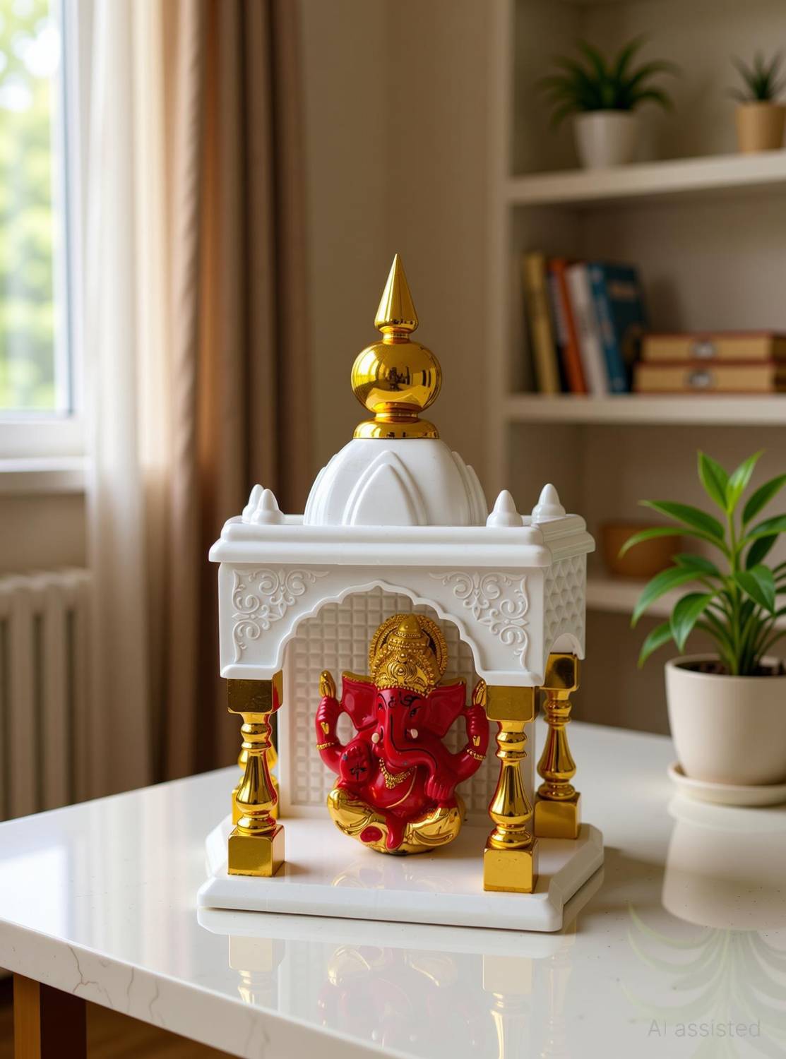 Saichha Gifts Ganesha temple for car dashboard stand 6 inches Acrylic Home Temple Decorative Showpiece - 15 cm