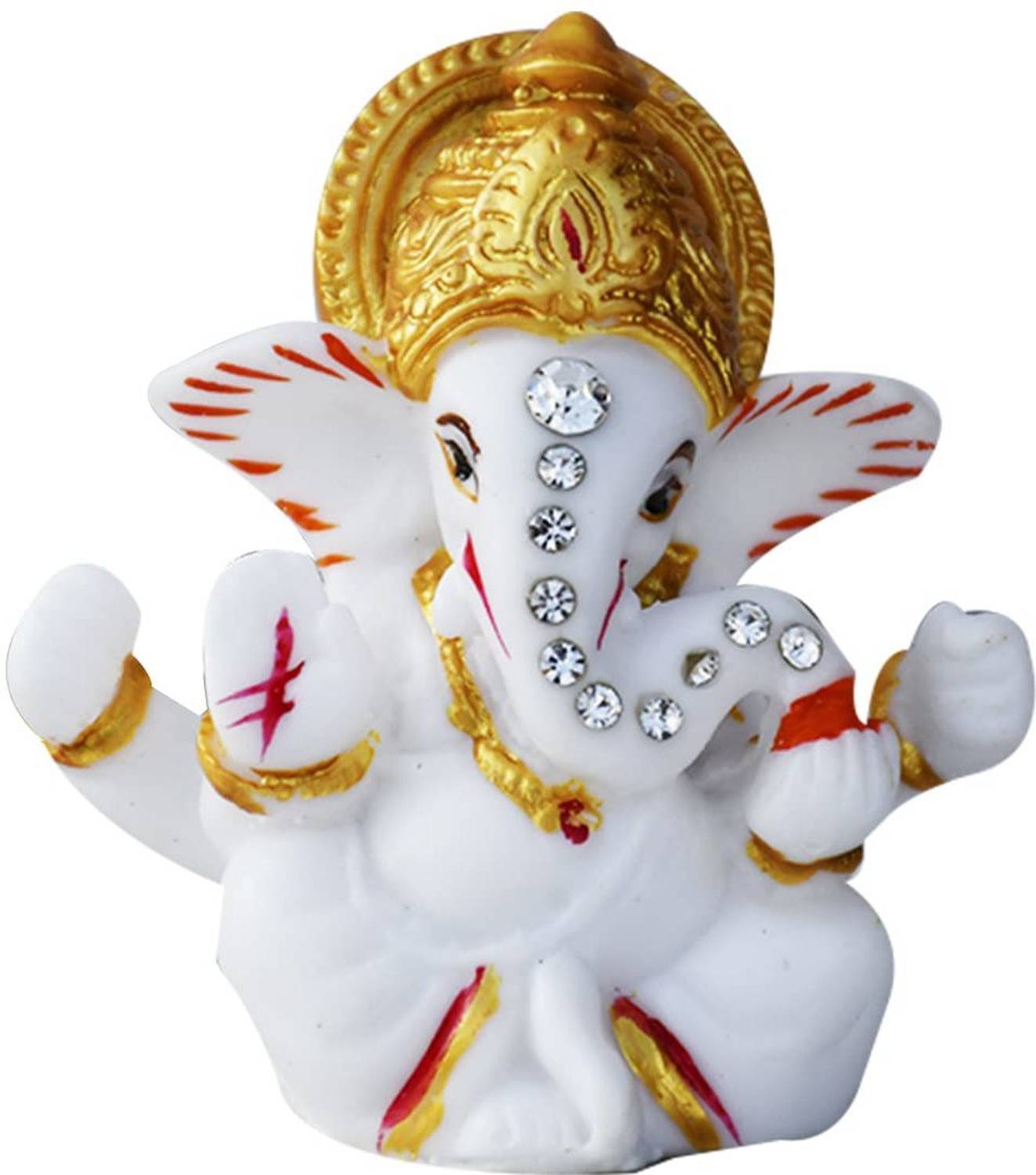 Natali Traders Handmade Marble Finish Lord Ganesha Statue for Home Decor Decorative Showpiece  -  3 cm