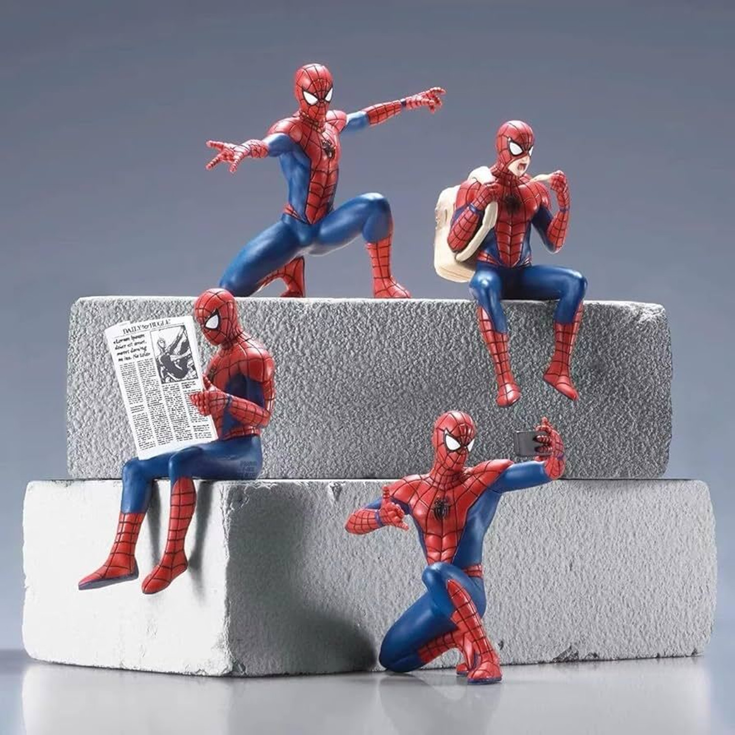 Image of viraj enterprises Spider-Man Action Figures Set of 4 | Marvel Superhero Collectible Toy Figures Decorative Showpiece - 6 cm