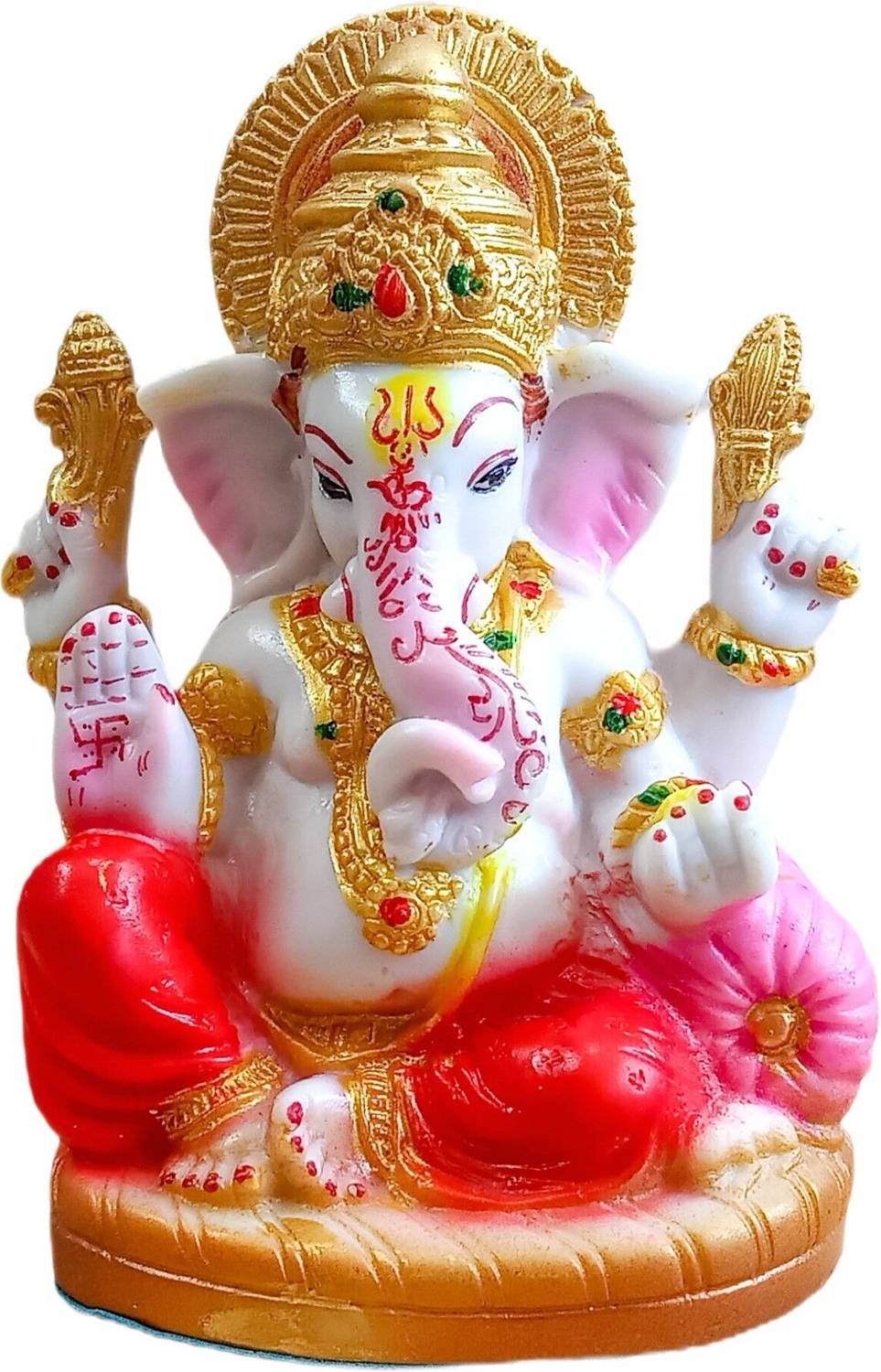 ATUT Ganesh Idol, Murti in sitting position, for Home Temple and for in Medium size, Decorative Showpiece - 16 cm