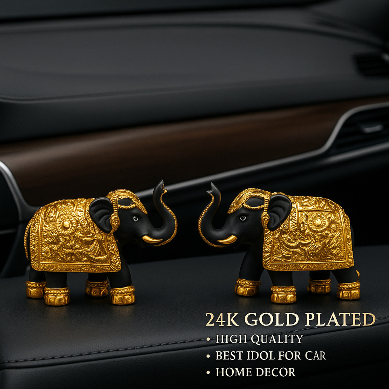 Image of NIHARIKA HANDICRAFT Set of 2 Cute Royal Elephant Showpiece - Premium Home, Car Decor & Gift items Decorative Showpiece - 7 cm