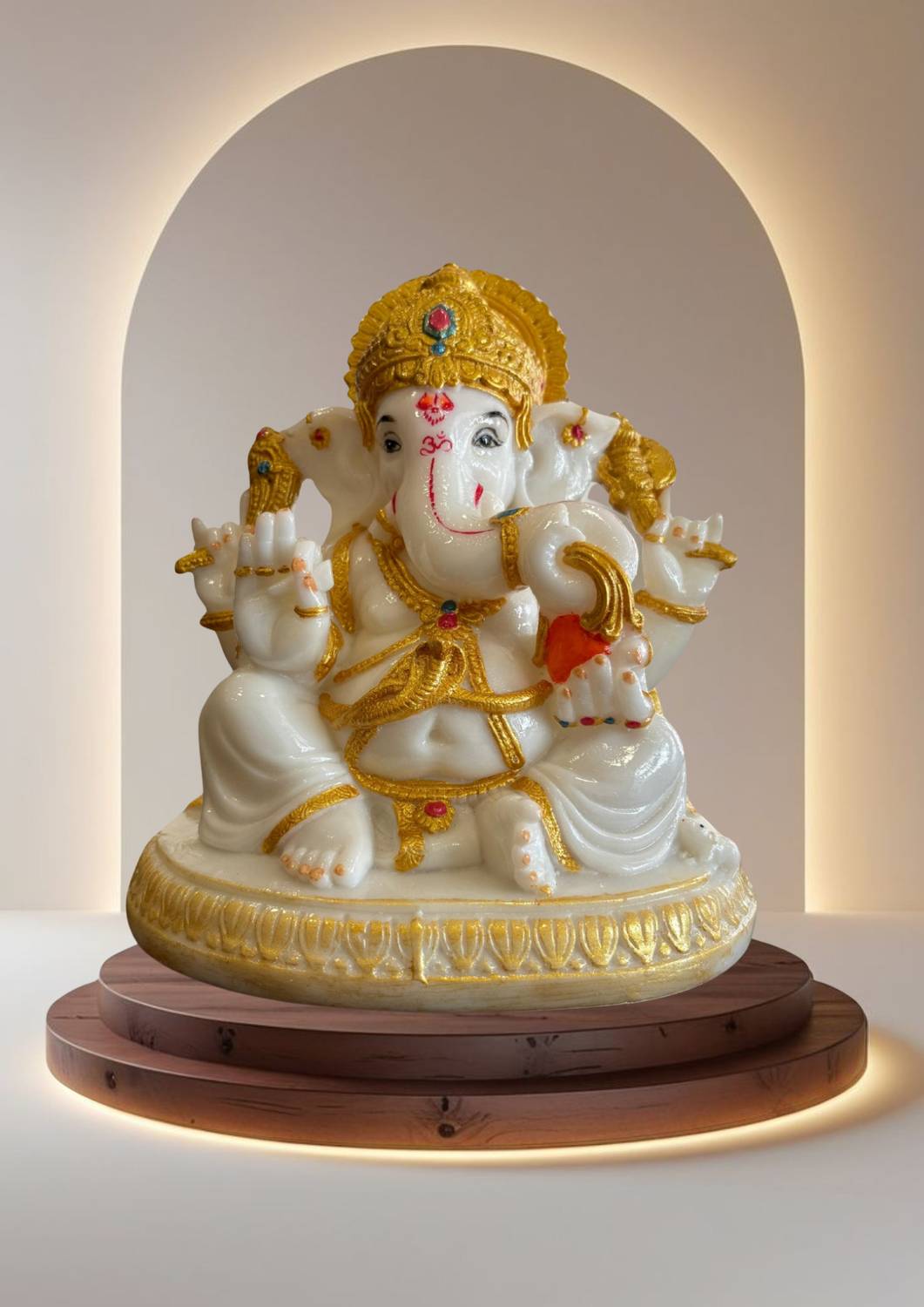 Serinity 8-inch Lord Ganesha Sitting Idol with Modak | Handcraft for Home & Office Décor Decorative Showpiece  -  20 cm