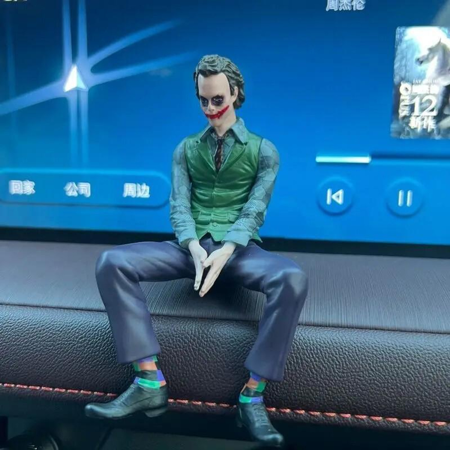 Image of AutoBizarre 10cm Small Joker Action Figure with Mask & Sitting pose for Table, Car Dashboard Decorative Showpiece - 10 cm