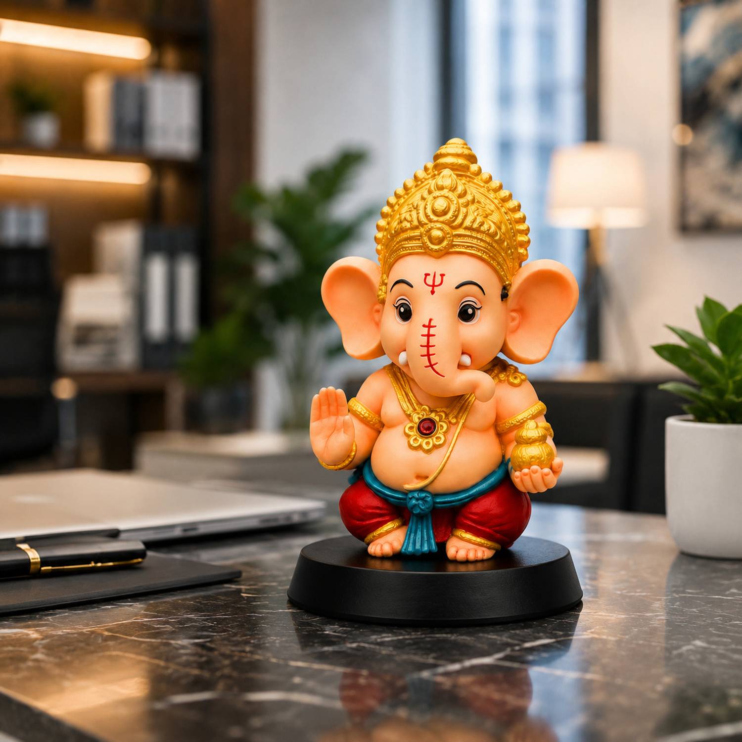 NIKUARA Lord Ganesha Idol Decorative Showpiece for Home, Office & Car Dashboard Decorative Showpiece - 10 cm