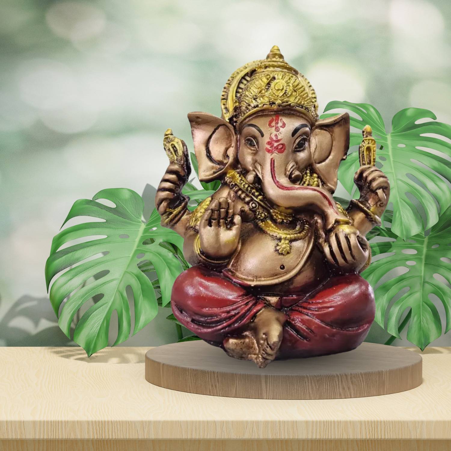 HOMESTA Divine Ganesha Statue | Ganesha Murti for Home Décor GM14 Decorative Showpiece - 12 cm