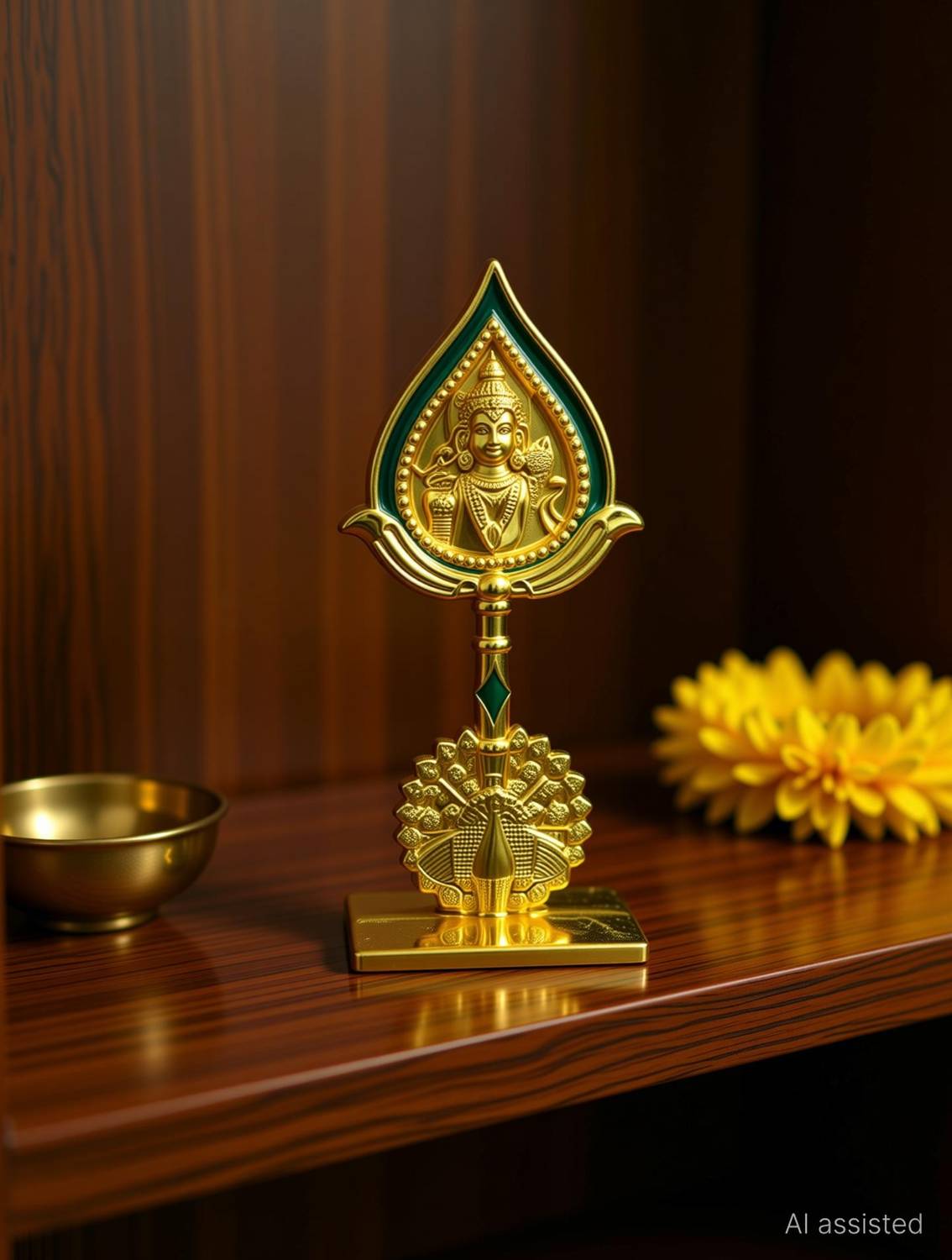 ASTRAMART Mayil with god murugan face vel for car dashboard Decorative Showpiece - 10 cm