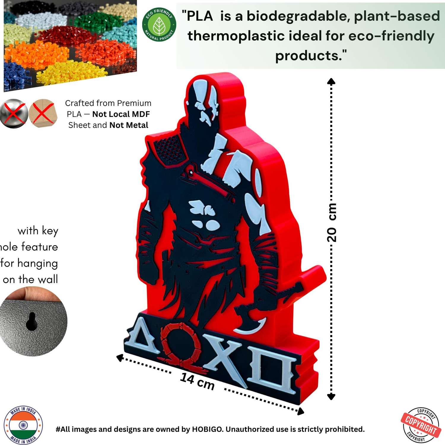 Image of HOBIGO KRATOS Themed Table Top | 3D Action Hero Decorative Showpiece for Gaming Fans Decorative Showpiece - 20 cm