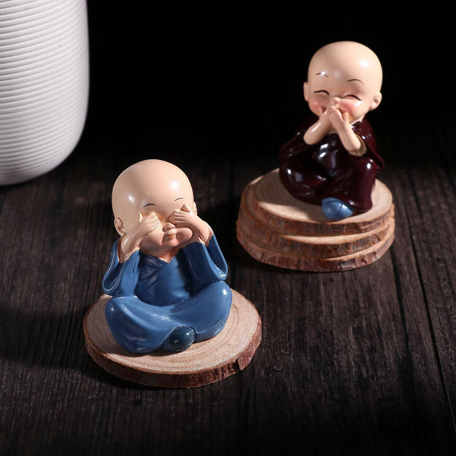 Image of Little Corners Set of 4 Baby Monk Buddha Figurines for Car Dashboard| Home Decor| Office Decor| Decorative Showpiece - 5 cm