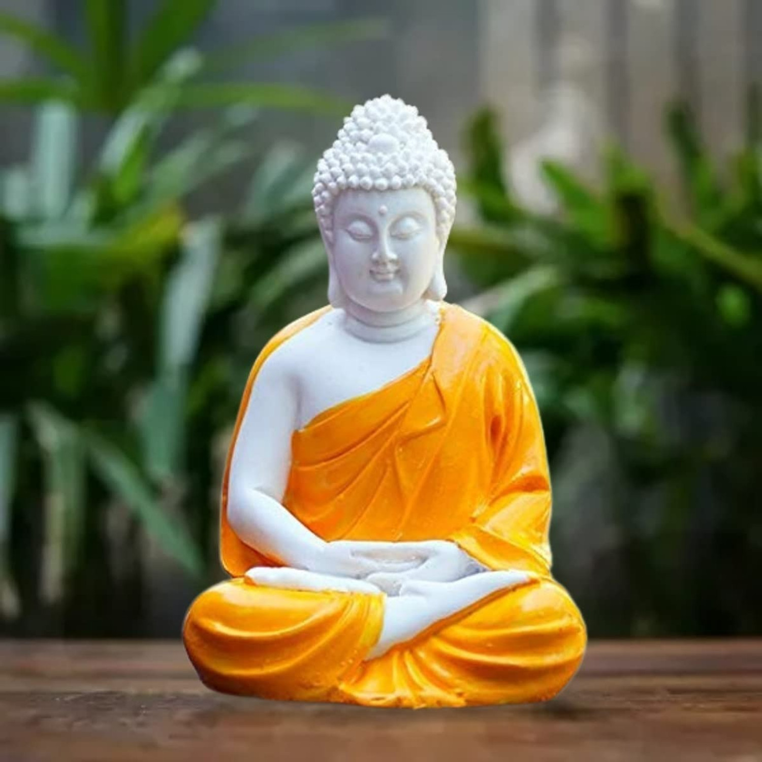 Image of Mag Creation MAGIC CREATION Lord White Buddha Idol 5 Inch | Polyresin Statue for Home Decor Decorative Showpiece - 12 cm
