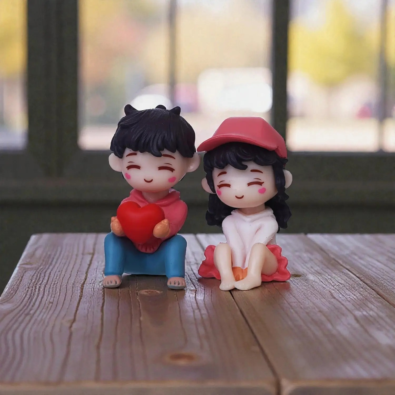 Image of SHIGOSHREE Couple Small Ornament Figurines| Home Living Room Cafe Bar Table Decor Decorative Showpiece - 5 cm