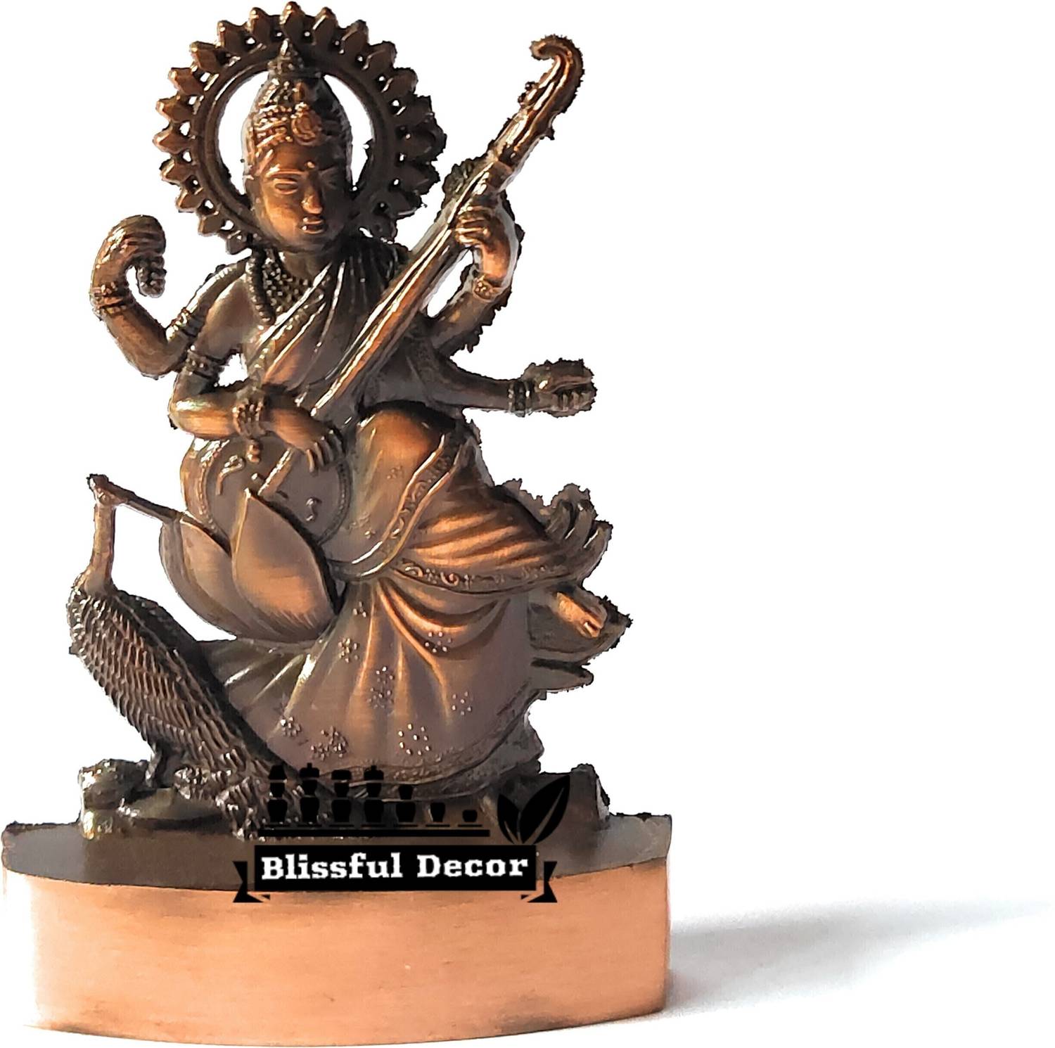 amishi blissful decor maa Saraswati Vidya Devi Idol Metal Saraswati MATA Statues Decorative Showpiece  -  12 cm