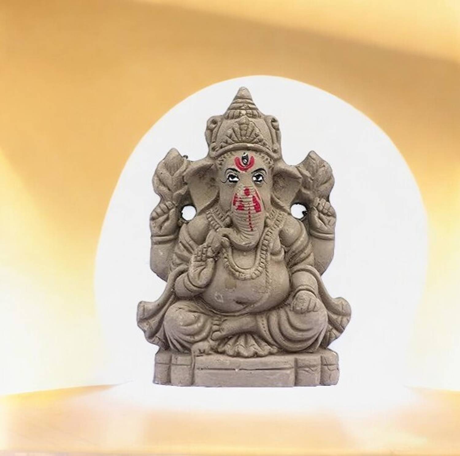 SOMUDEE Eco-Friendly Ganpati, Easily Dissolve in Water Ganesh Chaturthi 10 CM B1 Decorative Showpiece  -  10 cm