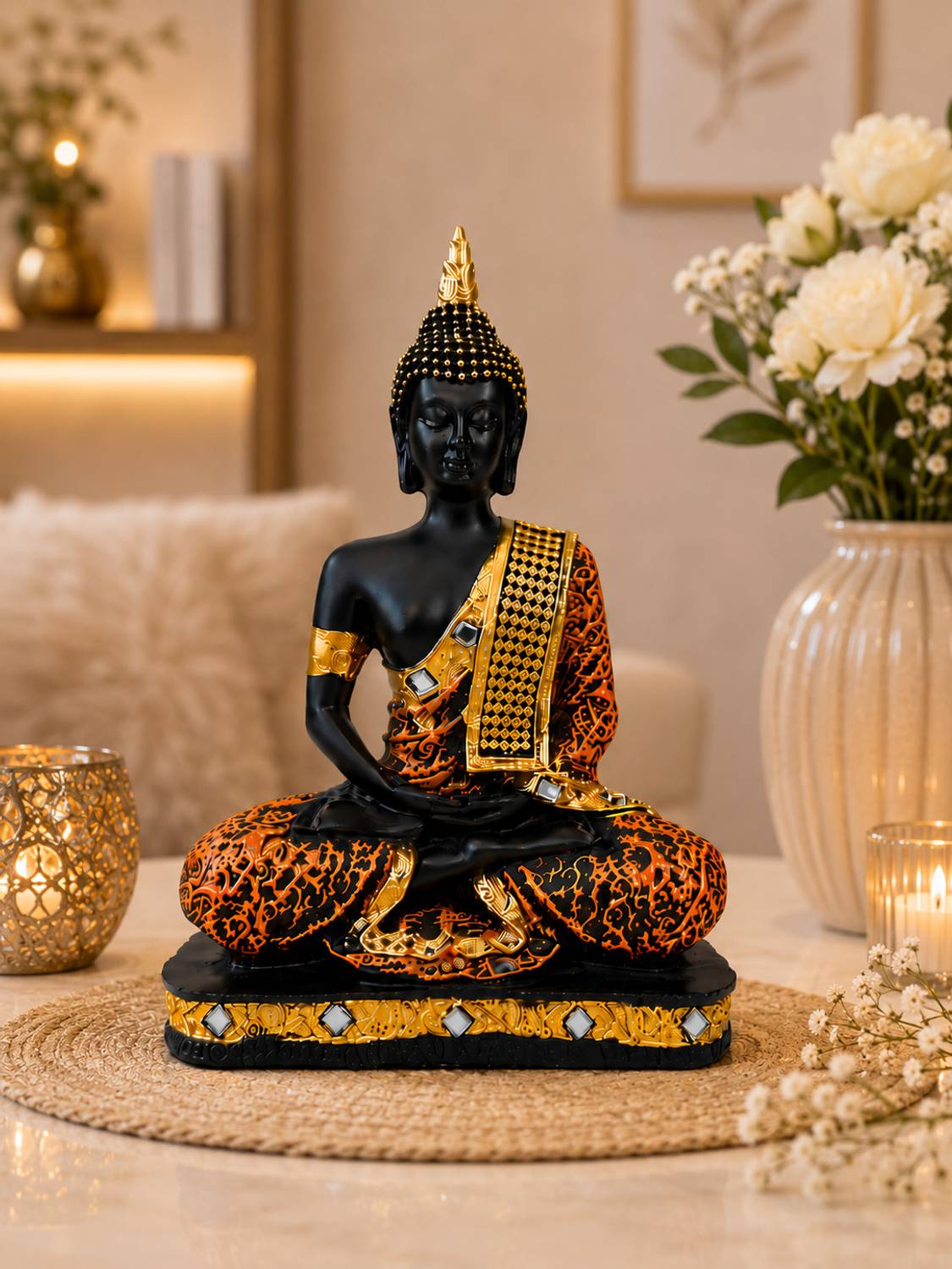 BOSCO Handicraft Meditating Buddha Idol for Home Decorative Showpiece - 23 cm
