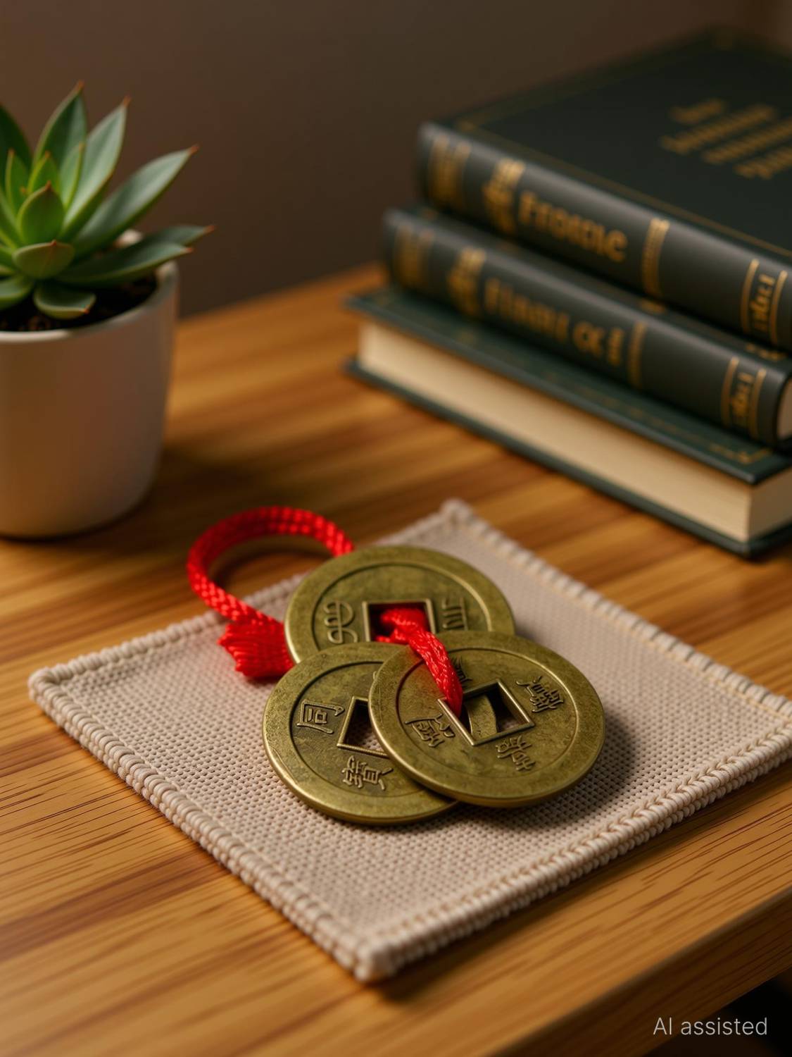 Anjaneya Global Three Lucky Coin Feng Shui for Positive Energy, Gift Item, Good Luck, Prosperity & Success (Golden) Pack of 3 Decorative Showpiece - 3 cm