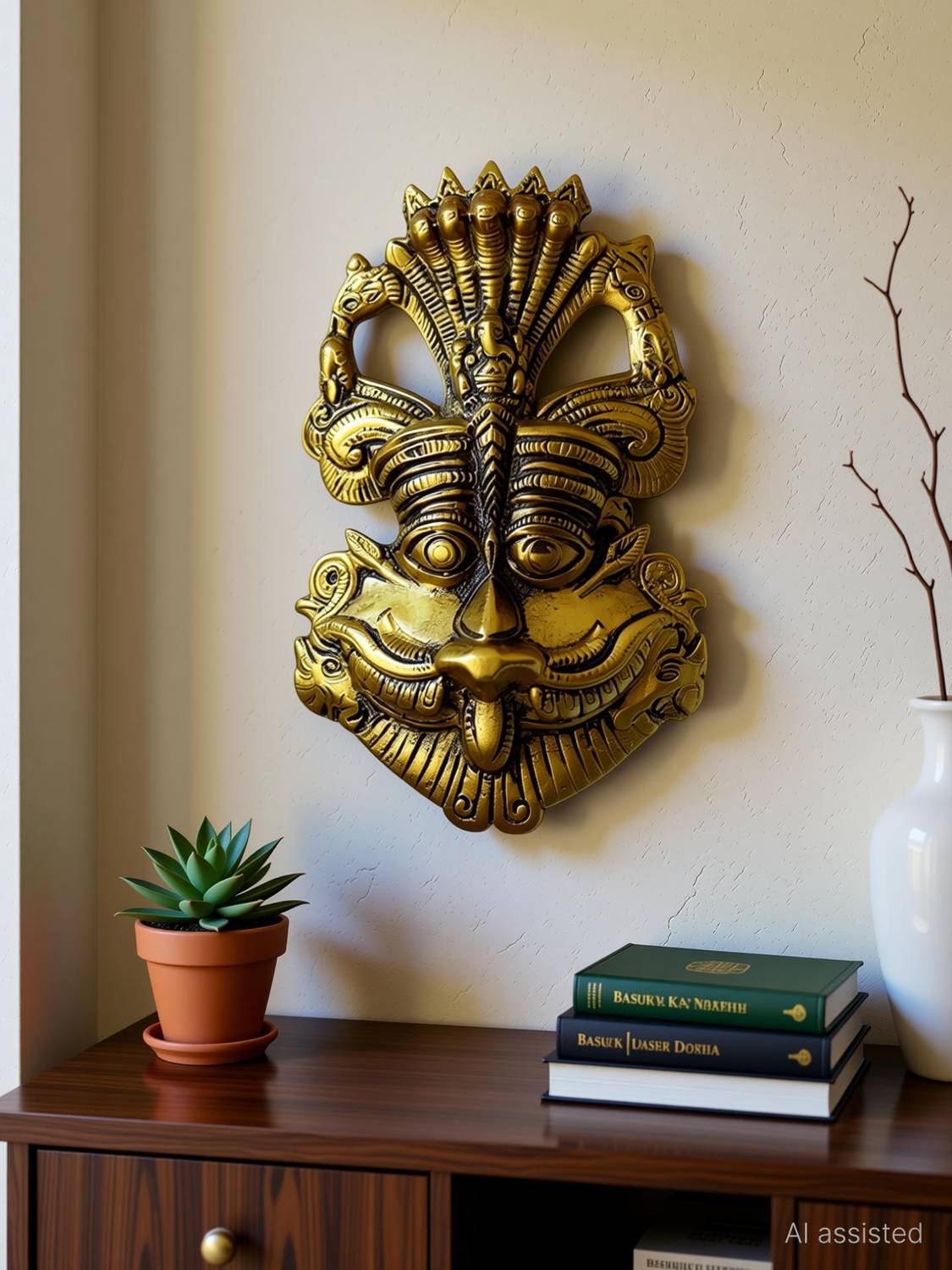 Basukiya Narasimha Kirtimukha Sheshnag Nazar Dosha & Vastu Protection Yantra Decorative Showpiece  -  15 cm
