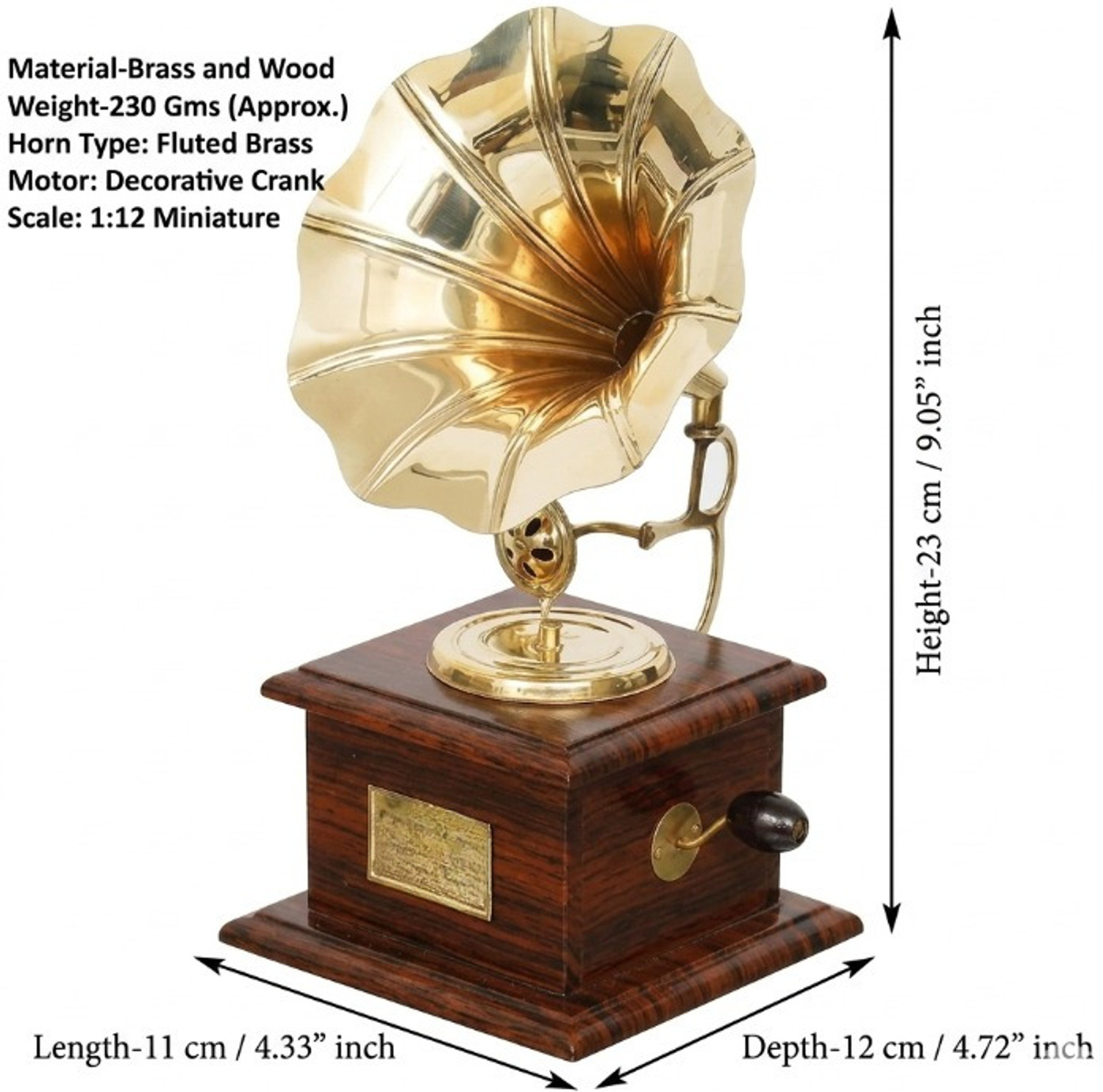 Image of Swarna Brass Vintage Dummy Gramophone - Elegant Home Decoration Item for Unique Showpieces Decorative Showpiece - 23 cm