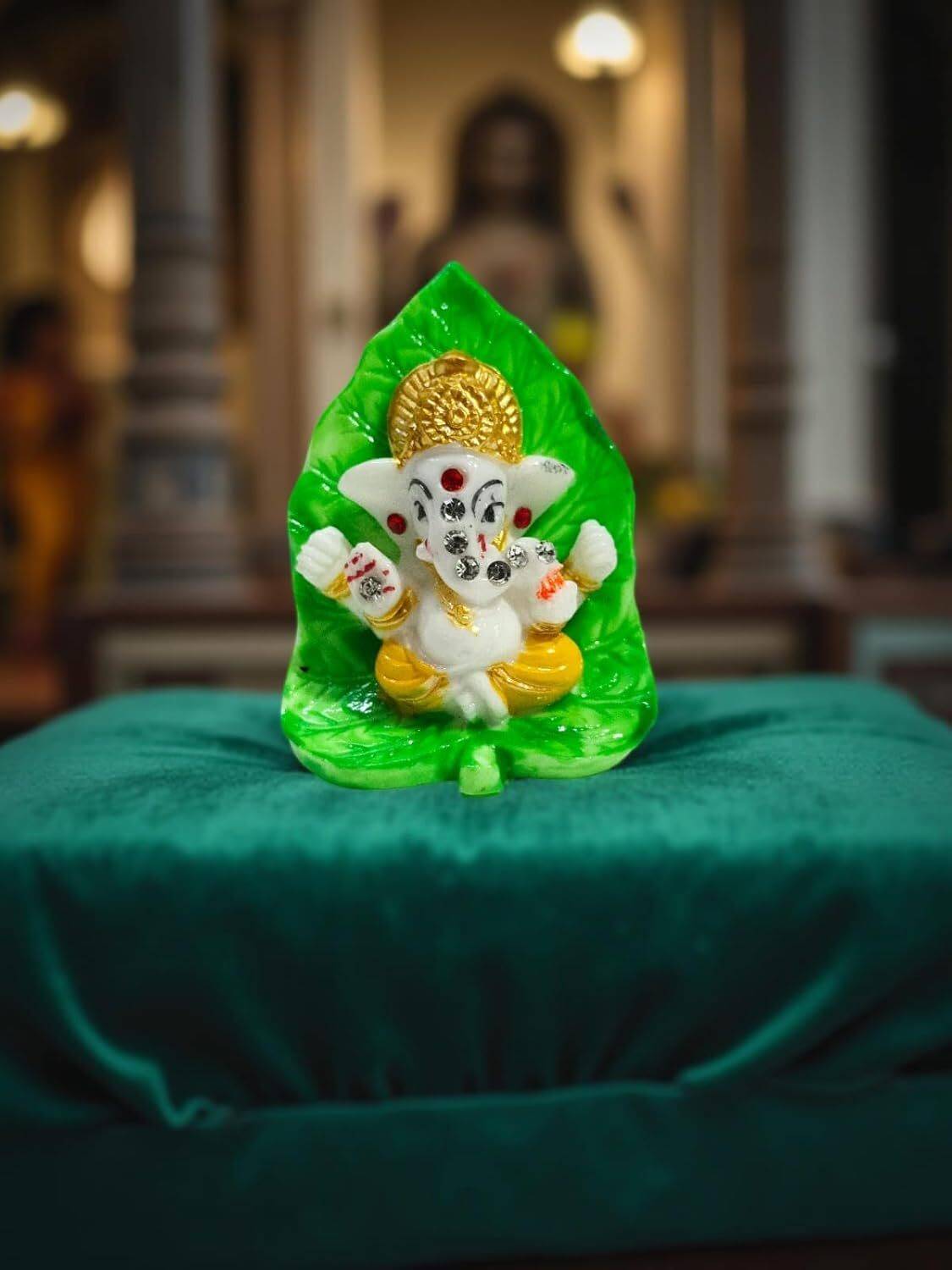 ALLAMANDAA Ganpati Idol for Car Dashboard Good Luck God (2.7 X 2.1 Inch) Decorative Showpiece - 6 cm