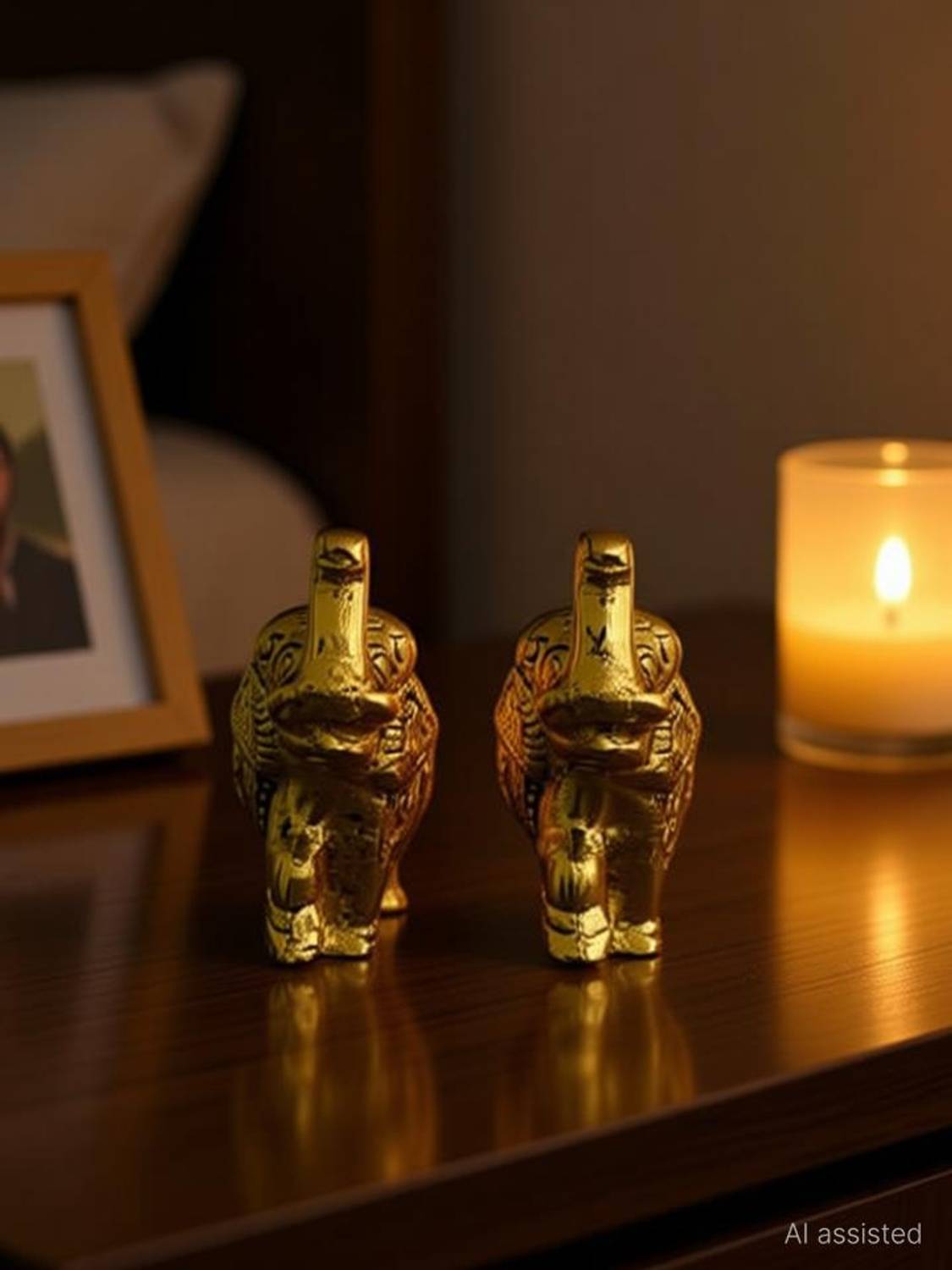 Avighna Crafts Elephant pair set of 2 for home decor and office Decorative Showpiece - 6.5 cm