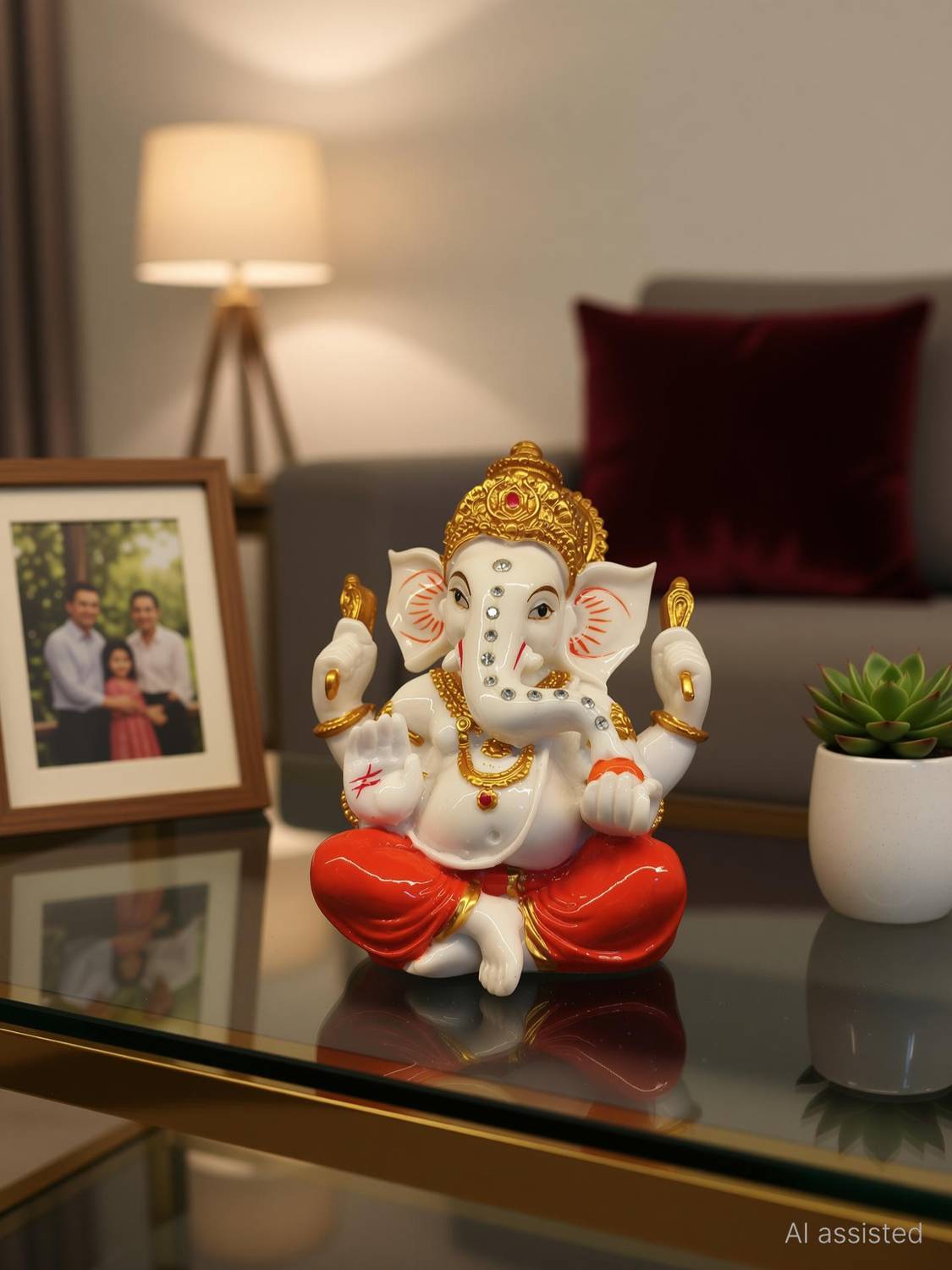 HEENA HOME DECOR HEENA HOME DECOR Lord ganesh colourful high quality poyresin idol Decorative Showpiece - 13 cm
