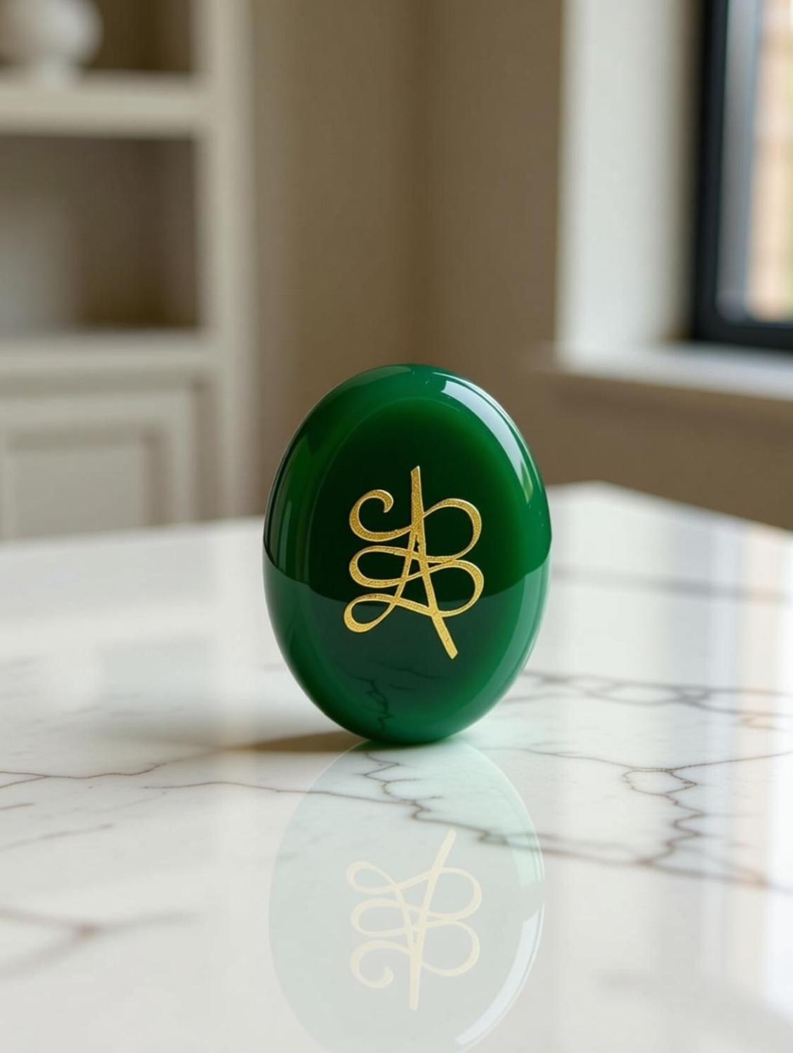 Image of SUKHAD Green Jade Zibu Symbols Coin With Lab Certificate to Attract Money and Wealth Decorative Showpiece - 4 cm