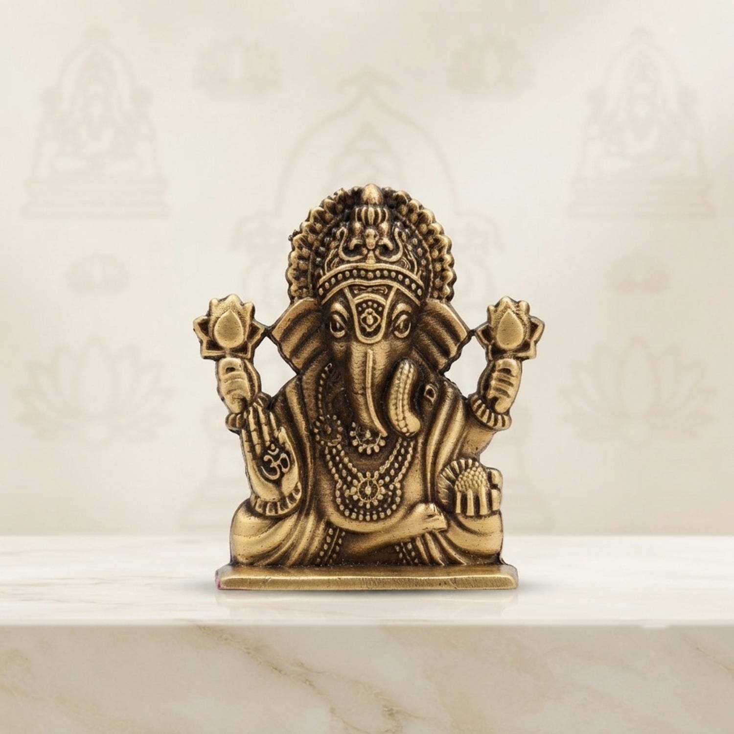 Nandisth Ganesh ji Premium Metallic Idol Decorative Showpiece - 6.5 cm