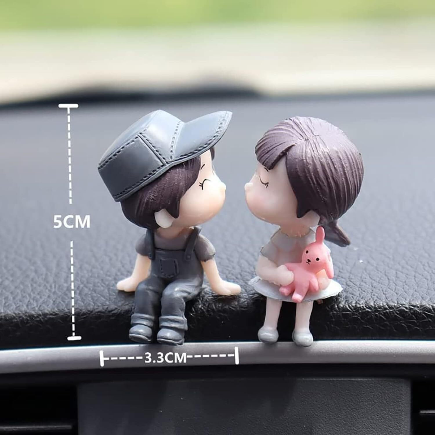 Image of AKOOPAR GLOBAL CAR DASHBOARD CUTE COUPLE PAIR ( BLUE) Decorative Showpiece - 5 cm