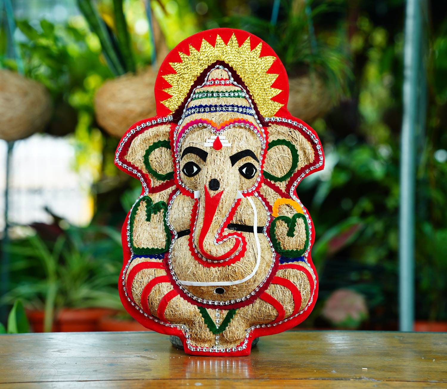 USIRA vetiver ganesh,14 Inches ganesh wall hanging,ganesh ji wall hanging Decorative Showpiece  -  37 cm
