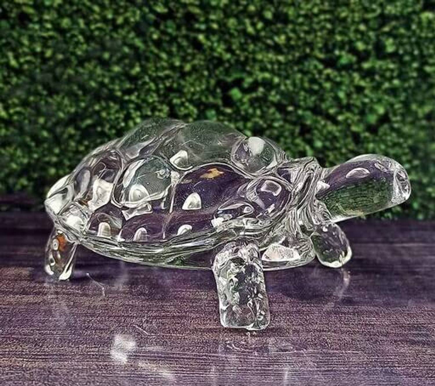 ALLAMANDAA Feng shui Crystal Turtle (Small 3 inches, Transparent) Tortoise Decorative Showpiece  -  3 cm