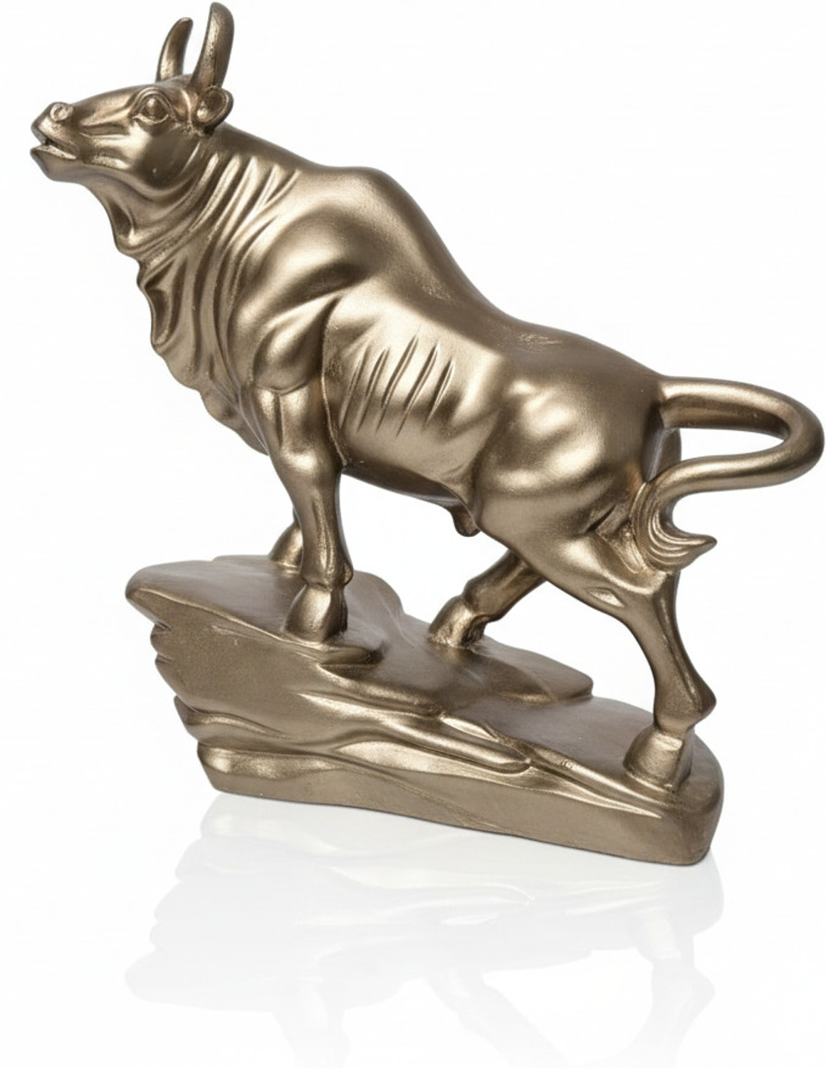 Image of Pihutique inchPowerful Bull of Prosperity-Charging Bull Figurine for Positive Energy, Success Decorative Showpiece - 23 cm (Polyresin, Multicolor)