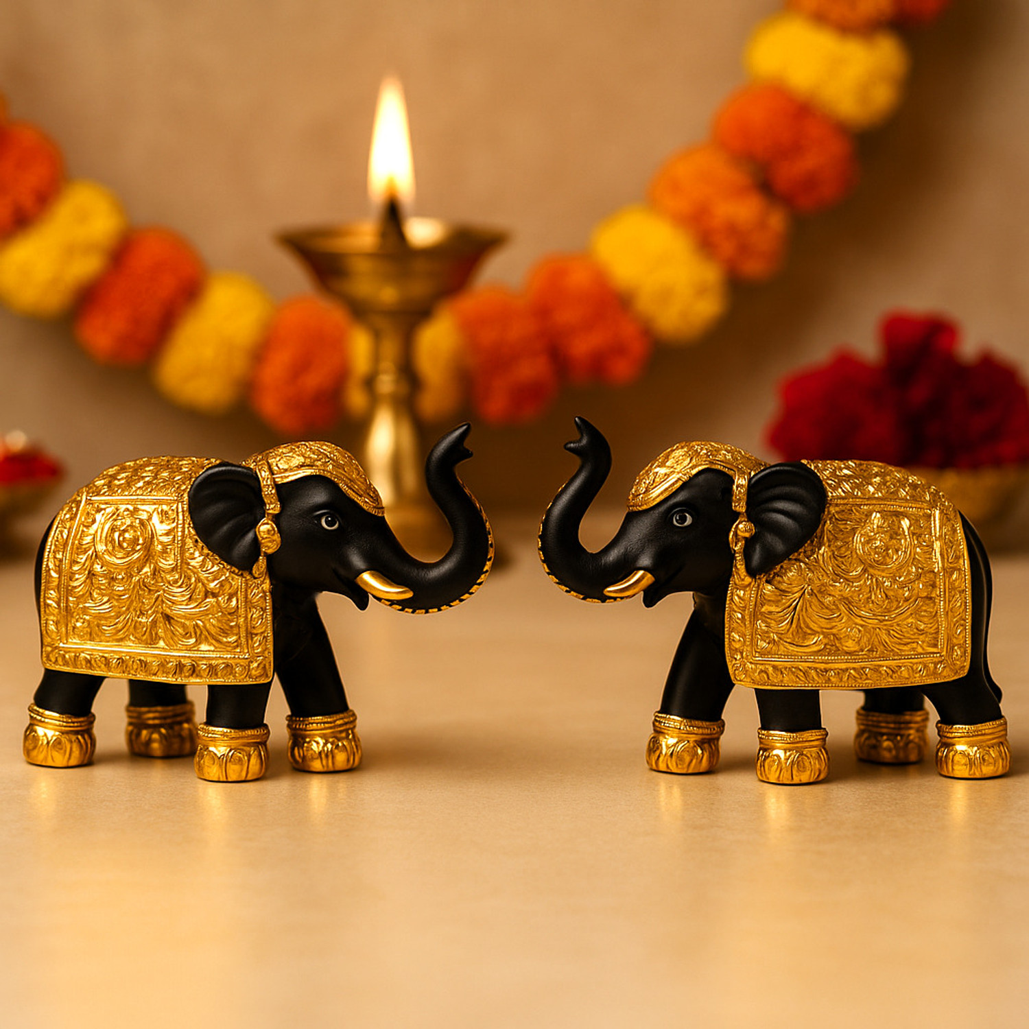 Image of NIHARIKA HANDICRAFT Set of 2 Cute Royal Elephant Showpiece - Premium Home, Car Decor & Gift items Decorative Showpiece - 9 cm