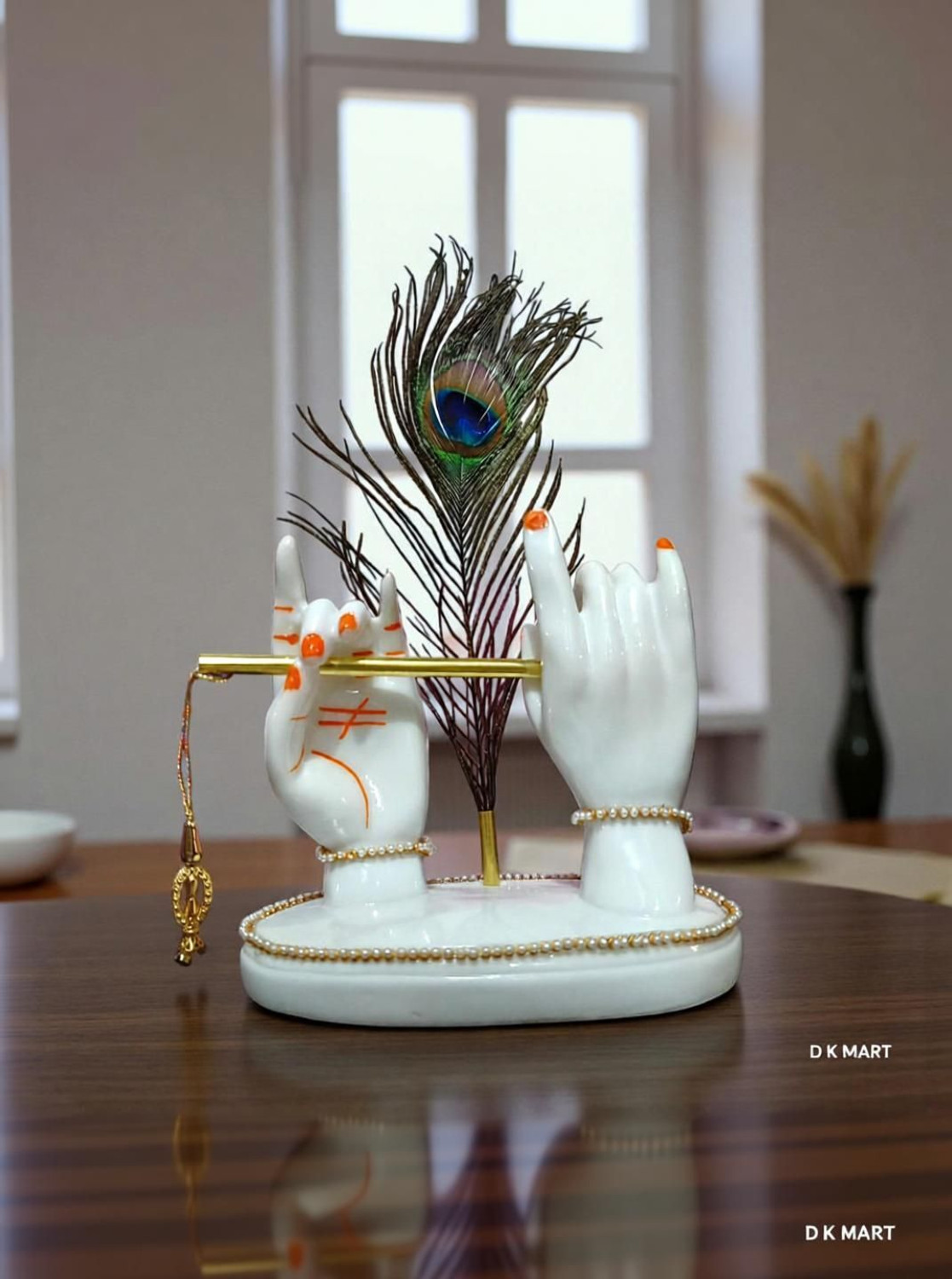 Image of D K MART Lord Krishna Divine Hand Idol Flute for Pooja Room | Living Room | Office | Gift Decorative Showpiece - 18 cm