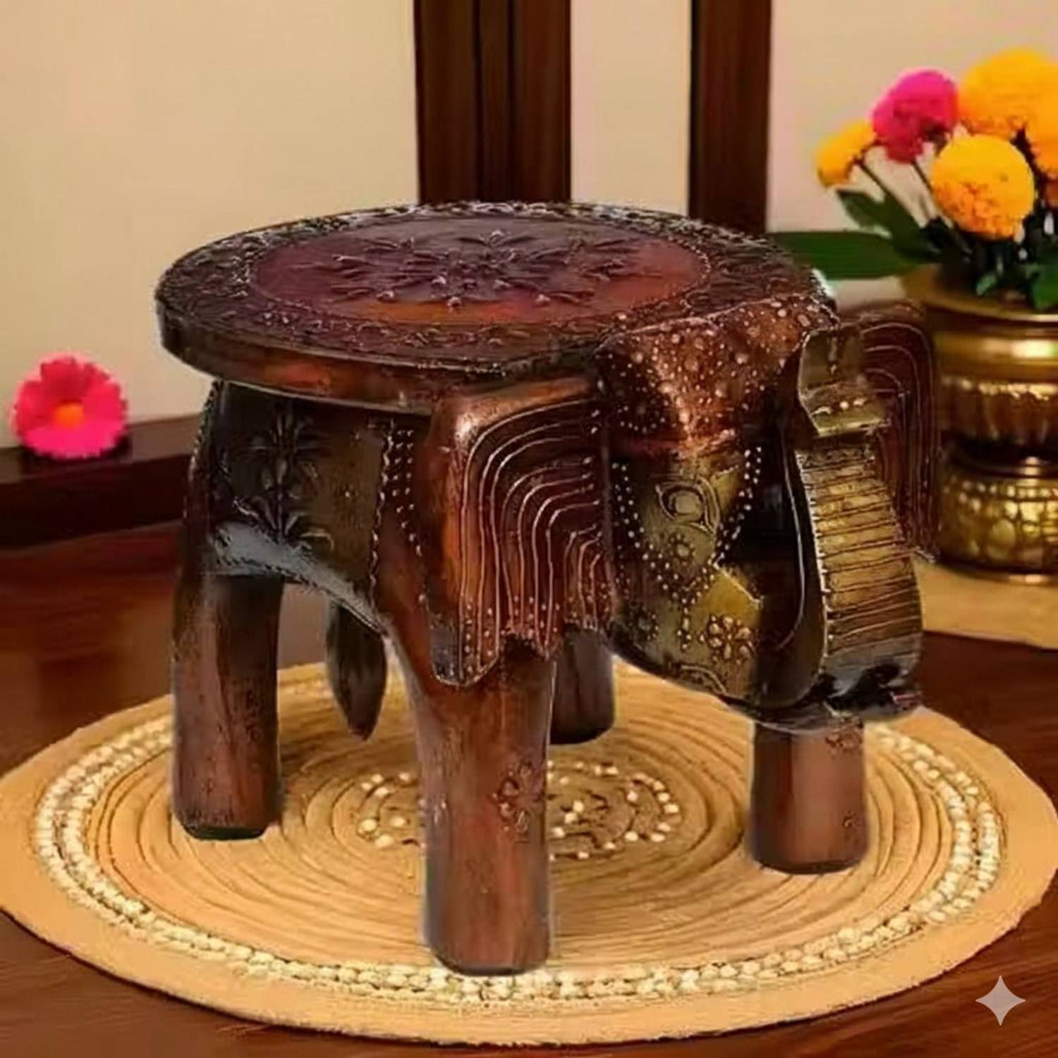 Bhavya Art and Craft Wooden Handpainted Decorative 8'' Elephant s