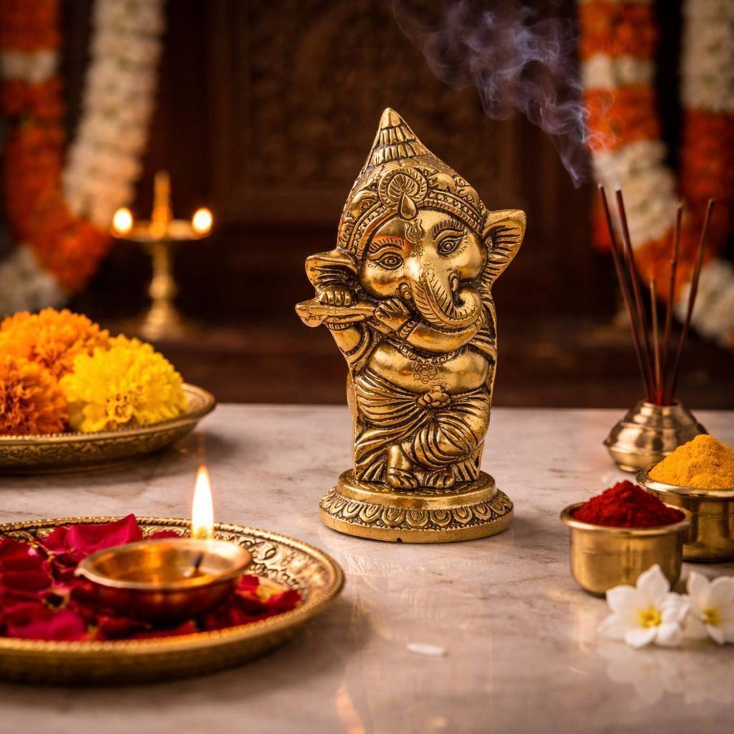 BOSCO Handcraft Decorative Ganesh Ji Murti for Home, Office & Temple Decorative Showpiece - 15 cm