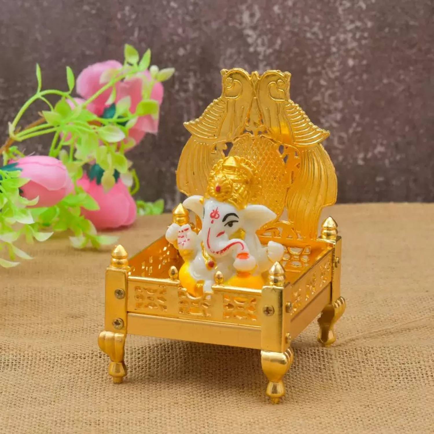 A & S VENTURES Krishna Ladoo Handcrafted Bal Gopal Singhasan Decorative Showpiece  -  13.3 cm