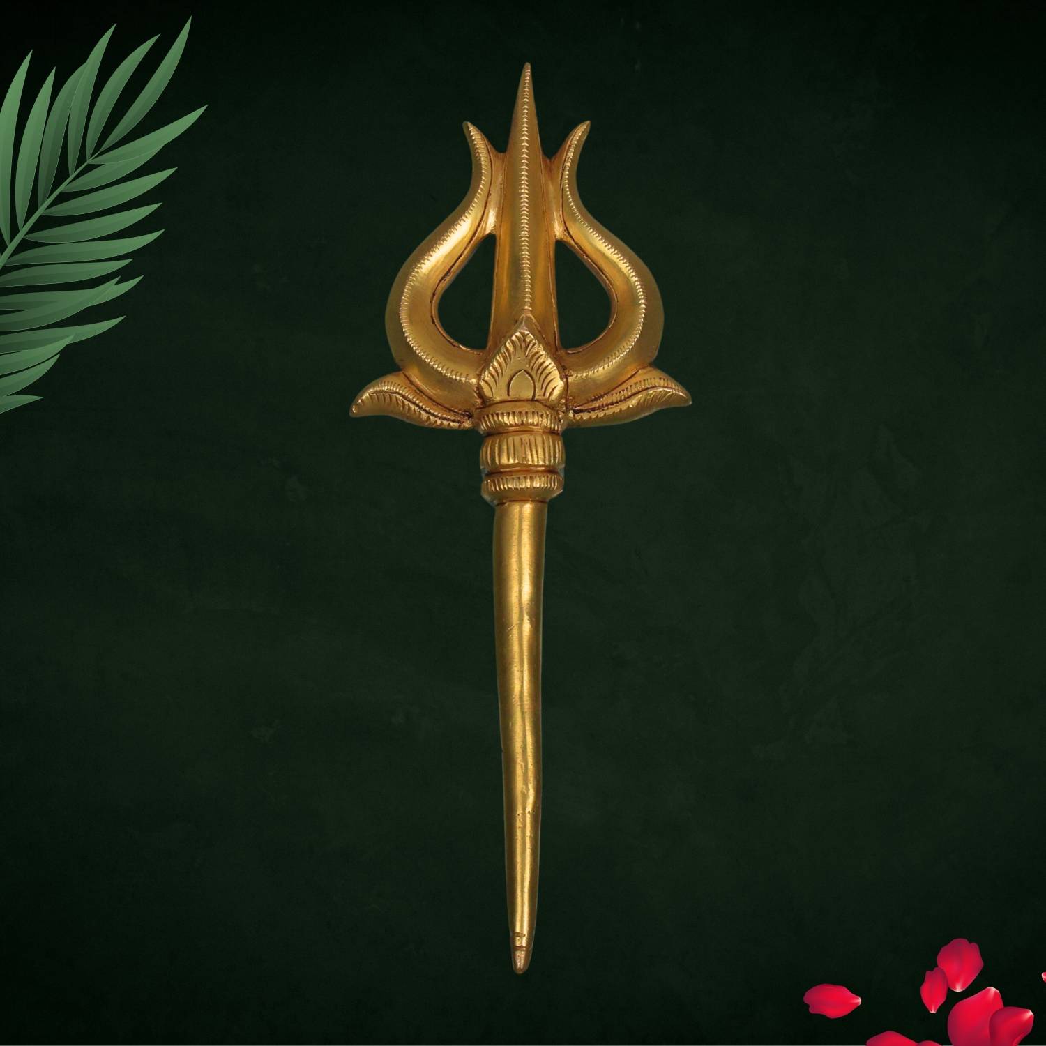 Bhunes Brass Trishul Idol Shiva Mahadev Puja Decor Brass 8 Inch Decorative Showpiece - 20 cm